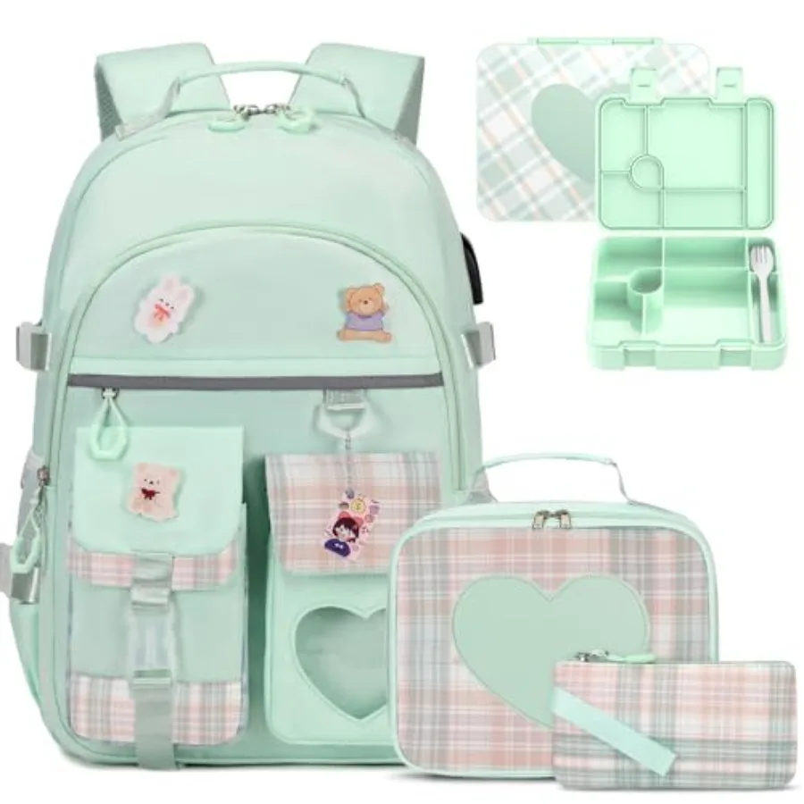 Girls Backpack - Bento Box with Insulated Lunch Bag Pencil Case and Utensils Set for 6 Leakproof Compartments Removable Tray Lu
Girls Backpack - Bento Box with Insulated Lunch Bag Pencil Case and Utensils Set for 6 Leakproof Compartments Removable Tray Lu