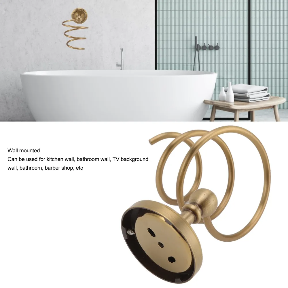 Copper Stainless Steel Hair Dryer Holder Antique Brass Wall Mounted Blow Dryer Holder Spiral Design Space Saving Hair Dryer Rack
Copper Stainless Steel Hair Dryer Holder Antique Brass Wall Mounted Blow Dryer Holder Spiral Design Space Saving Hair Dryer Rack