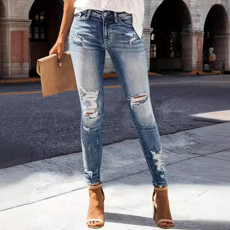 New Women's Clothing Hot Jeans Slimming European and American Style Casual Perforated Elastic Slim Fit Denim Jeans for Women
New Women's Clothing Hot Jeans Slimming European and American Style Casual Perforated Elastic Slim Fit Denim Jeans for Women
