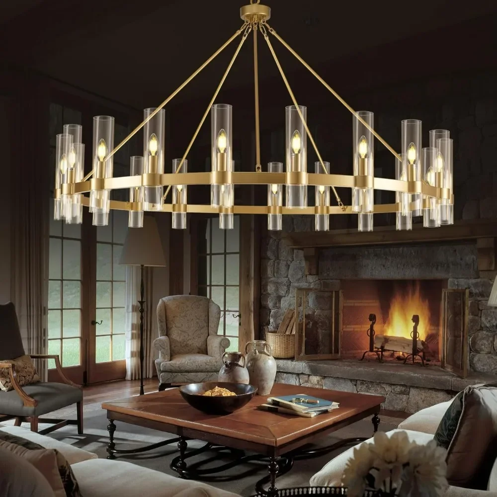Chandeliers Gold Wagon Wheel Chandelier 60 Inch Chandelier with Glass Shade 20 Light Chandelier for Living Room, Chandeliers
Chandeliers Gold Wagon Wheel Chandelier 60 Inch Chandelier with Glass Shade 20 Light Chandelier for Living Room, Chandeliers