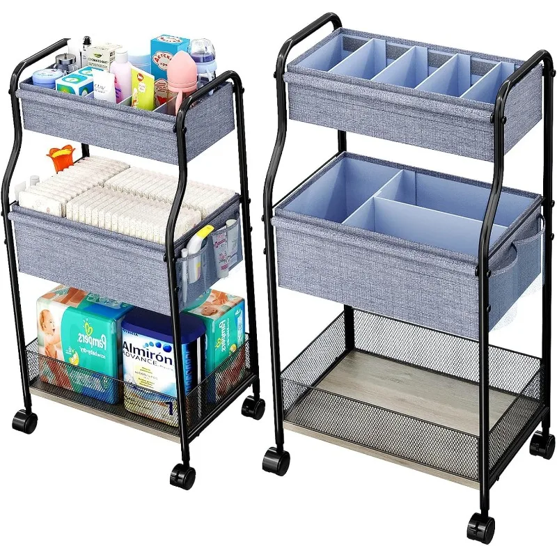 3-Tier Baby Diaper Caddy Organizer and Storage Cart with 4+2 Dividers, Mobile Metal Utility Cart with Rolling Wheels for Nursery
3-Tier Baby Diaper Caddy Organizer and Storage Cart with 4+2 Dividers, Mobile Metal Utility Cart with Rolling Wheels for Nursery