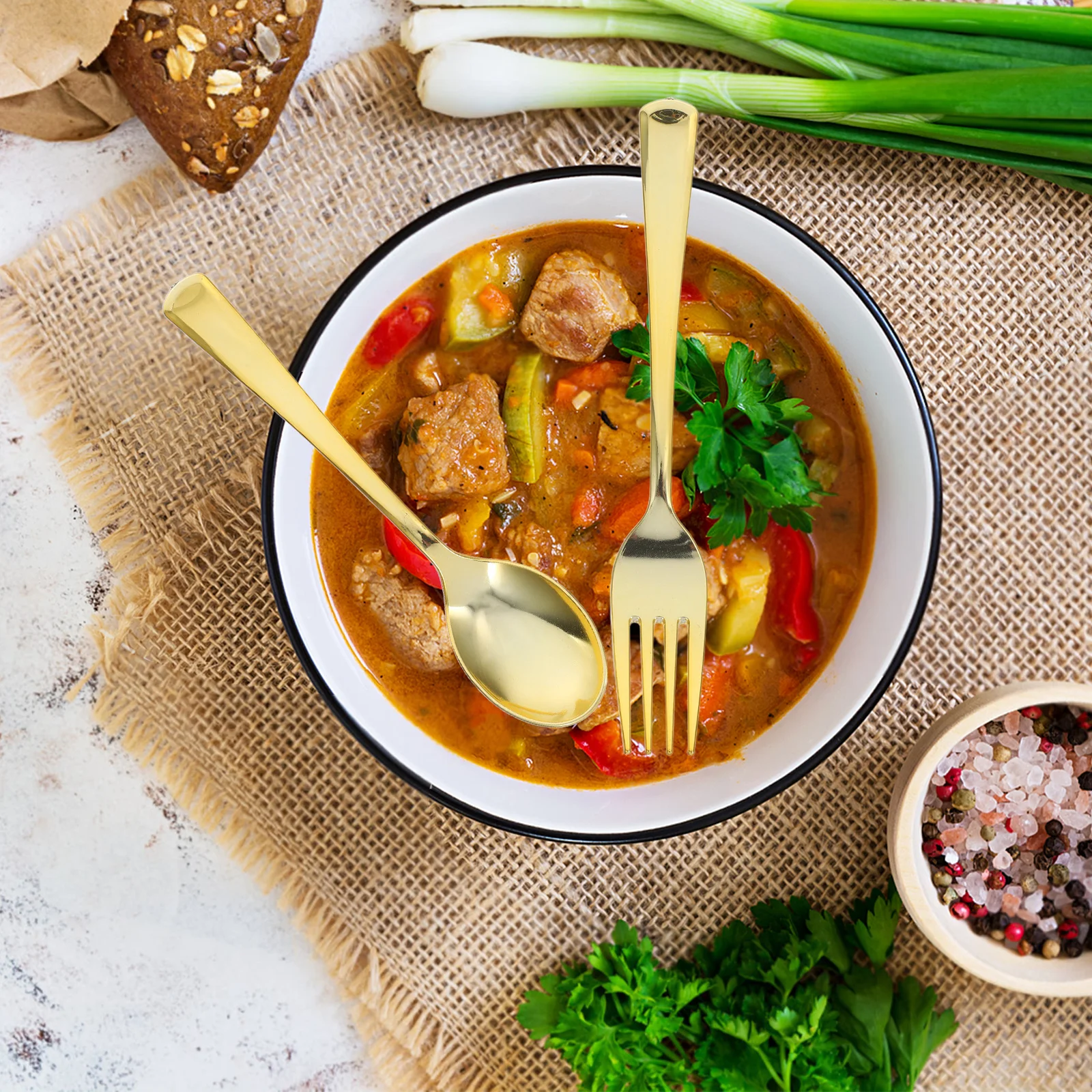 120Pcs Gold Disposable Utensils Elegant Plastic Cutlery Party Tableware Set for Weddings Birthdays Catering Party Cutlery Set
120Pcs Gold Disposable Utensils Elegant Plastic Cutlery Party Tableware Set for Weddings Birthdays Catering Party Cutlery Set