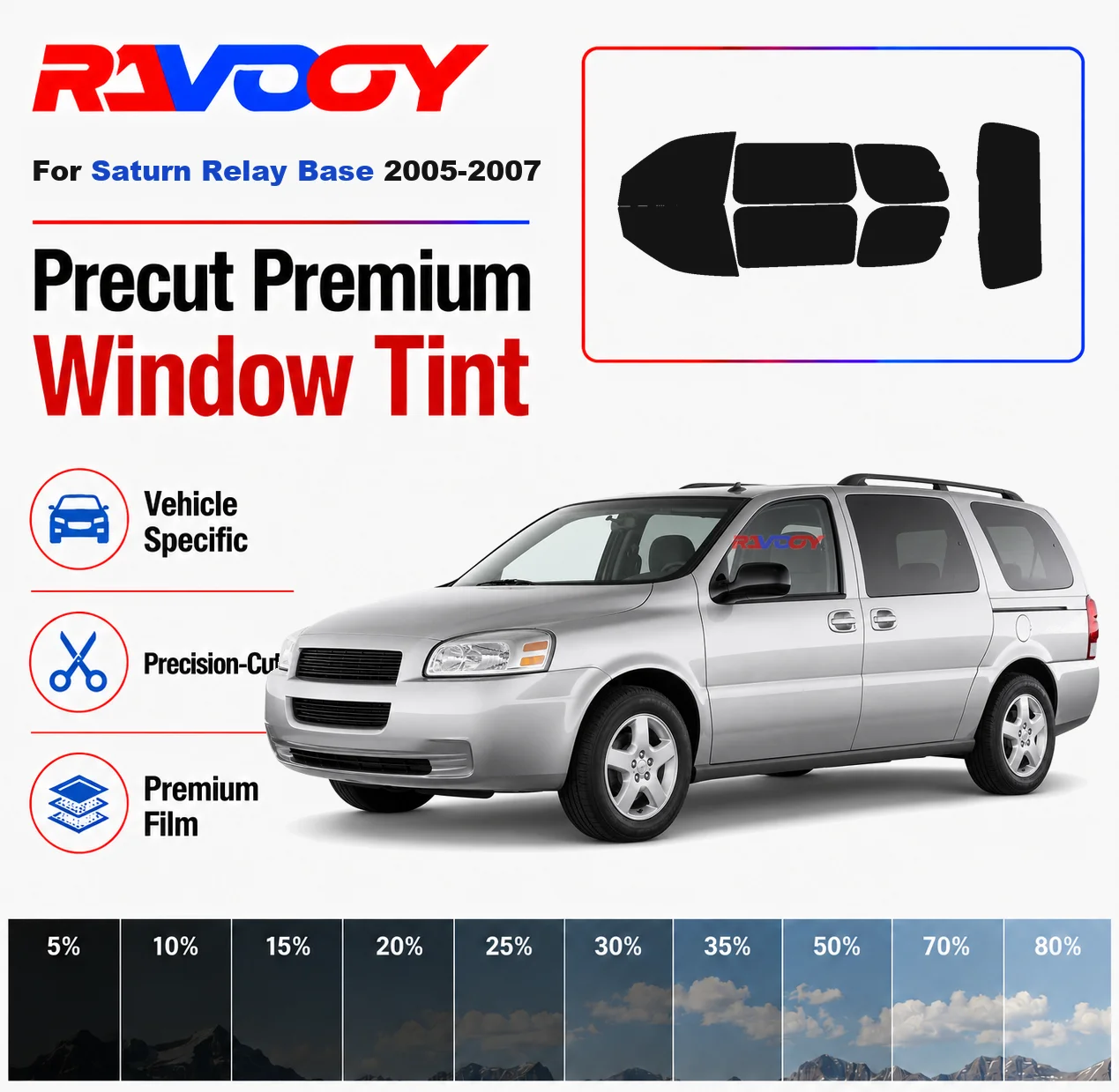 Premium Precut Window Tint Kit Front Rear Windows Rear Windshield For Saturn Relay Base 2005-2007 Complete Set Nano Ceramic Film
Premium Precut Window Tint Kit Front Rear Windows Rear Windshield For Saturn Relay Base 2005-2007 Complete Set Nano Ceramic Film