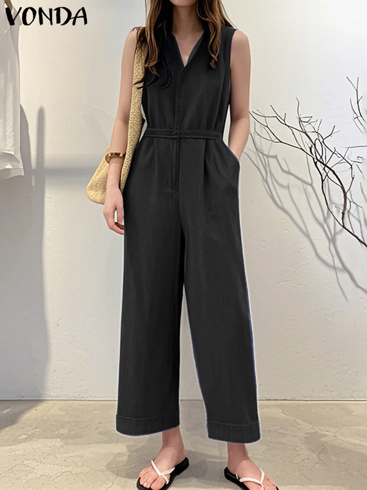 VONDA Women Denim Jumpsuits Sleeveless V Neck Overalls 2025 Summer Solid Color Casual Long Rompers Famela Wide leg Palysuits
VONDA Women Denim Jumpsuits Sleeveless V Neck Overalls 2025 Summer Solid Color Casual Long Rompers Famela Wide leg Palysuits