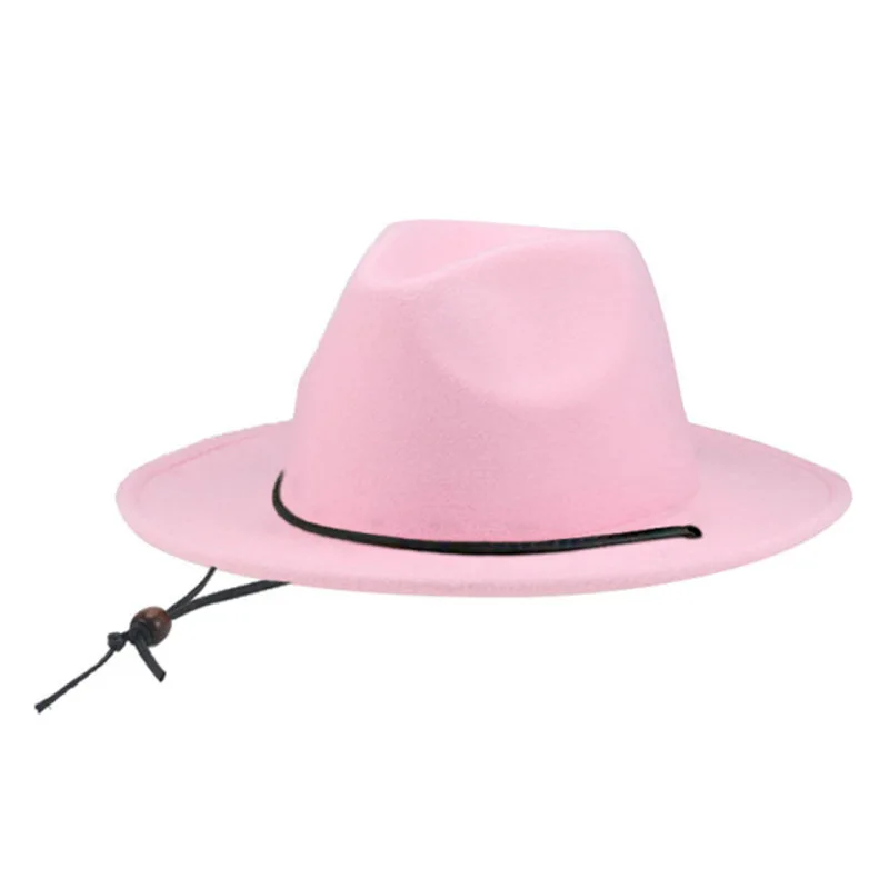 Spring And Autumn European And American Big Brim Hat Wind Proof Rope Western Cowboy Hat Monochrome Satin Flat Brim Felt Cap
Spring And Autumn European And American Big Brim Hat Wind Proof Rope Western Cowboy Hat Monochrome Satin Flat Brim Felt Cap