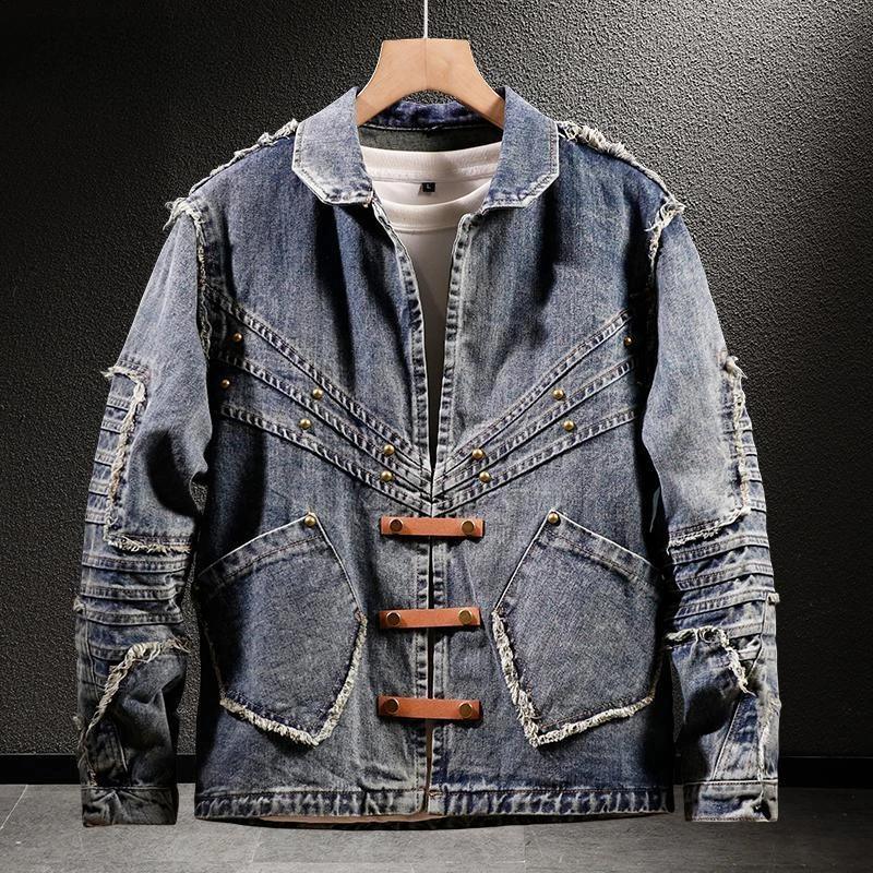 Retro Street Men's Denim Jacket Loose Patchwork Rivets Motorcycle Jersey High Street Punk All-match Streetwear Men's Clothing
Retro Street Men's Denim Jacket Loose Patchwork Rivets Motorcycle Jersey High Street Punk All-match Streetwear Men's Clothing