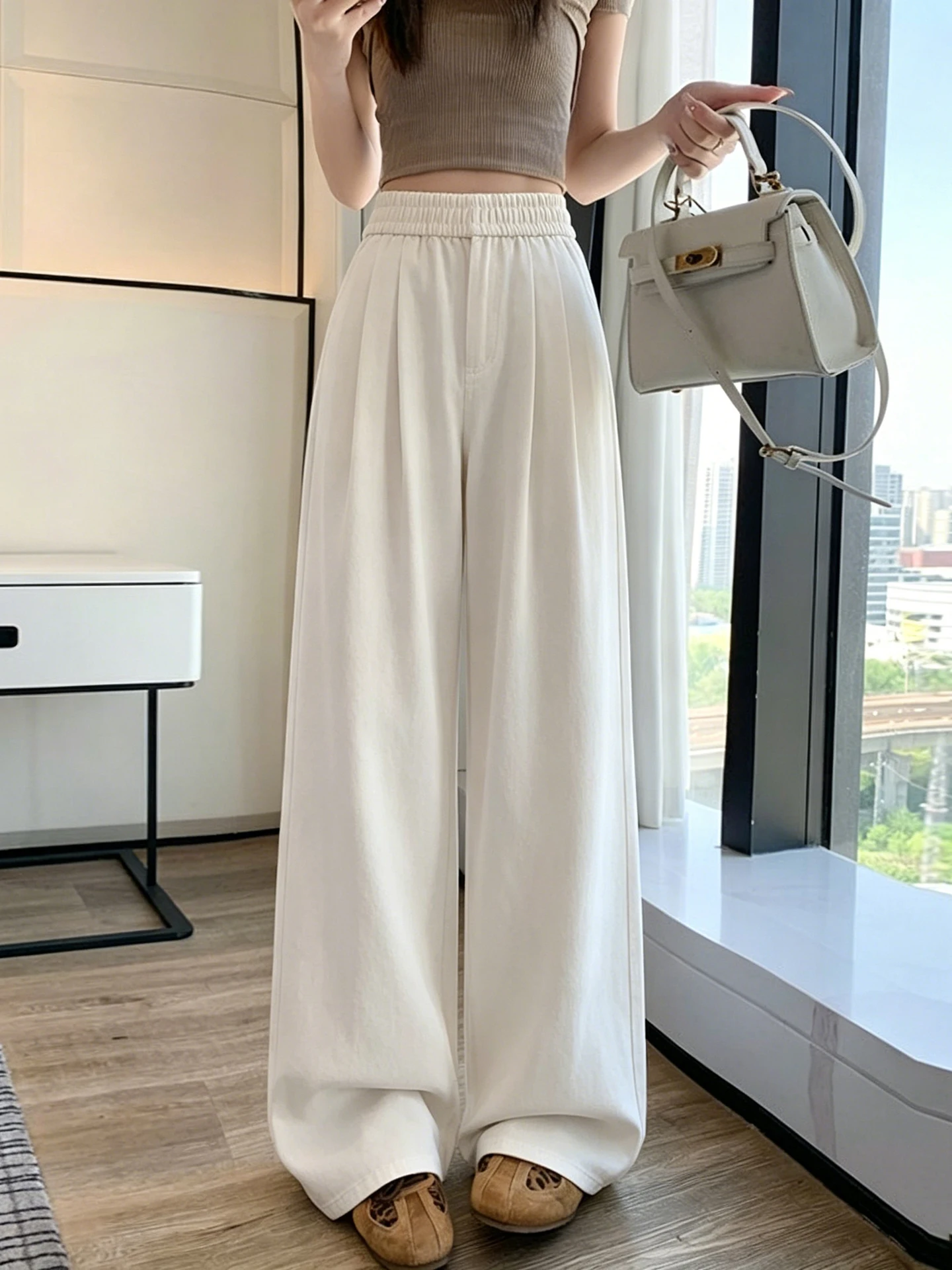 Lacele Silk Soft Denim High Waist Wide Leg Pants Summer Thin Ice Silk Loose Fit Straight Cut Floor Length Trousers for Women
Lacele Silk Soft Denim High Waist Wide Leg Pants Summer Thin Ice Silk Loose Fit Straight Cut Floor Length Trousers for Women
