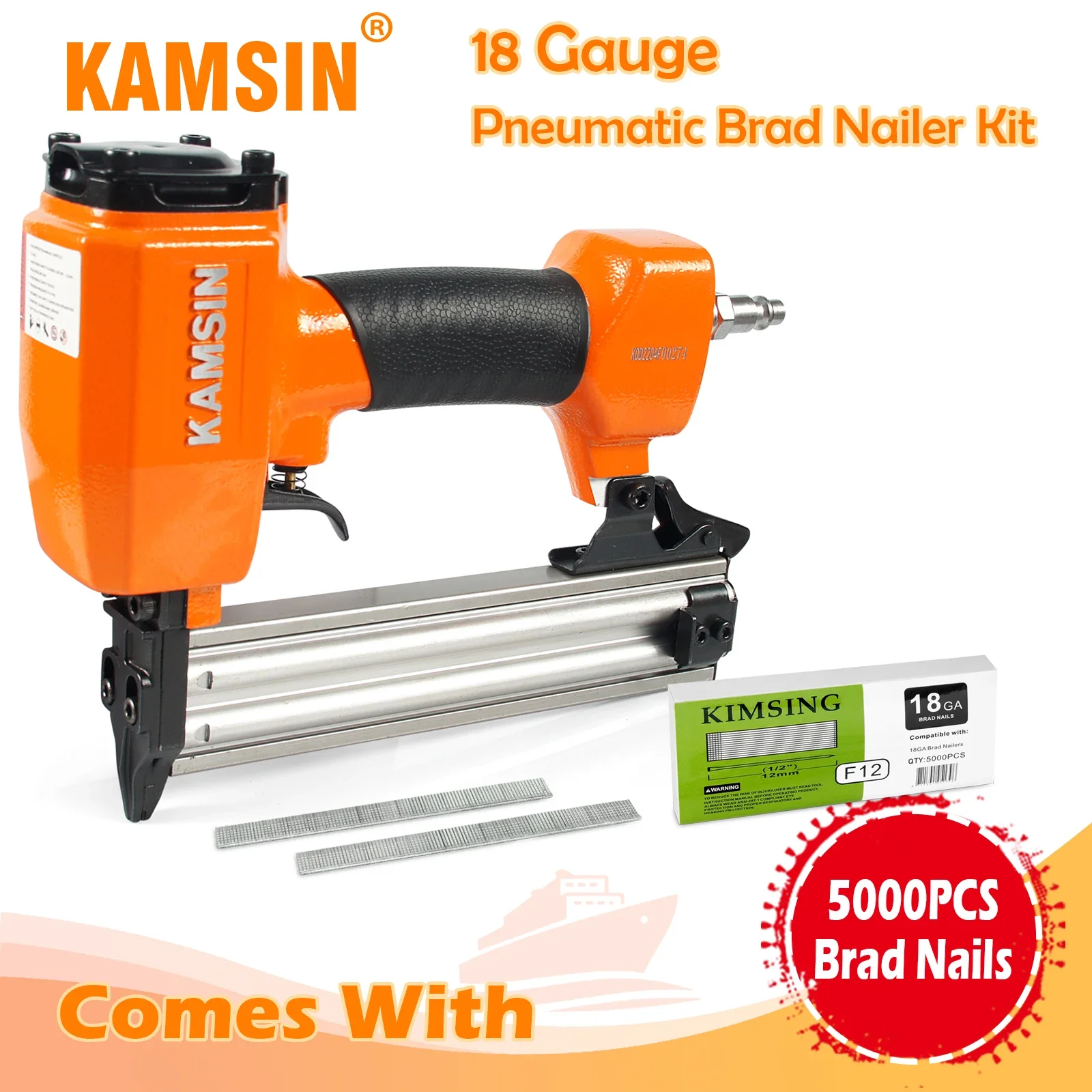 KAMSIN Nail gun F32 18 Gauge Pneumatic Kit Comes with 12mm or 32mm Length 5000 PCS/Box Nails, for DIY Project, Picture Frame
KAMSIN Nail gun F32 18 Gauge Pneumatic Kit Comes with 12mm or 32mm Length 5000 PCS/Box Nails, for DIY Project, Picture Frame