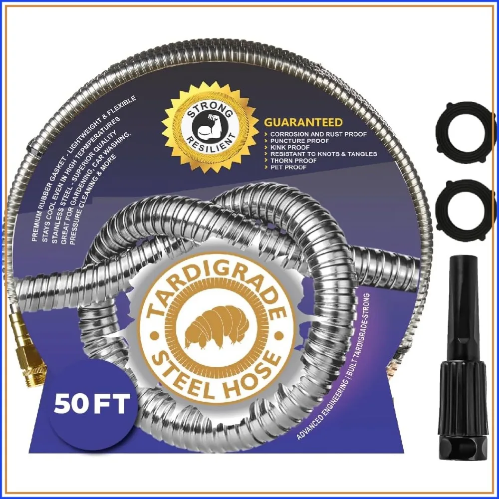 50FT Heavy Duty 304 Stainless Steel Garden Hose, No Kink, Lightweight, Pet Proof
50FT Heavy Duty 304 Stainless Steel Garden Hose, No Kink, Lightweight, Pet Proof