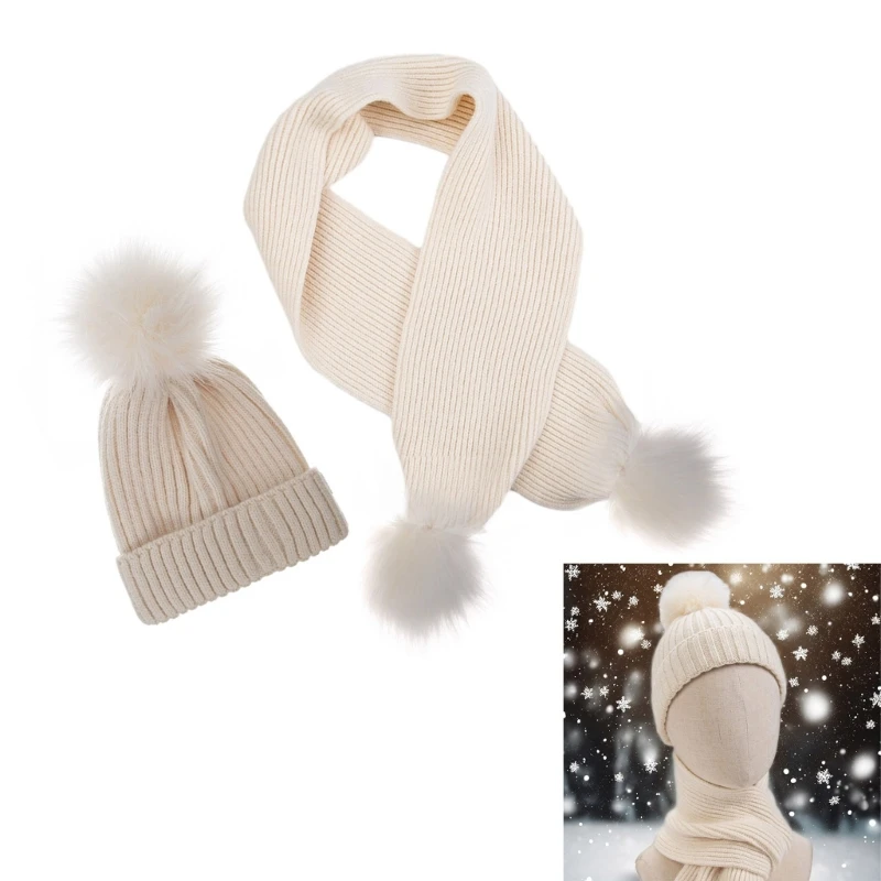 Kids Knitted Bonnet and Scarf Set with Plush Decors for 2 to 6 Year Boys Girls Solid Color Warm Hat & Long Muffler
Kids Knitted Bonnet and Scarf Set with Plush Decors for 2 to 6 Year Boys Girls Solid Color Warm Hat & Long Muffler