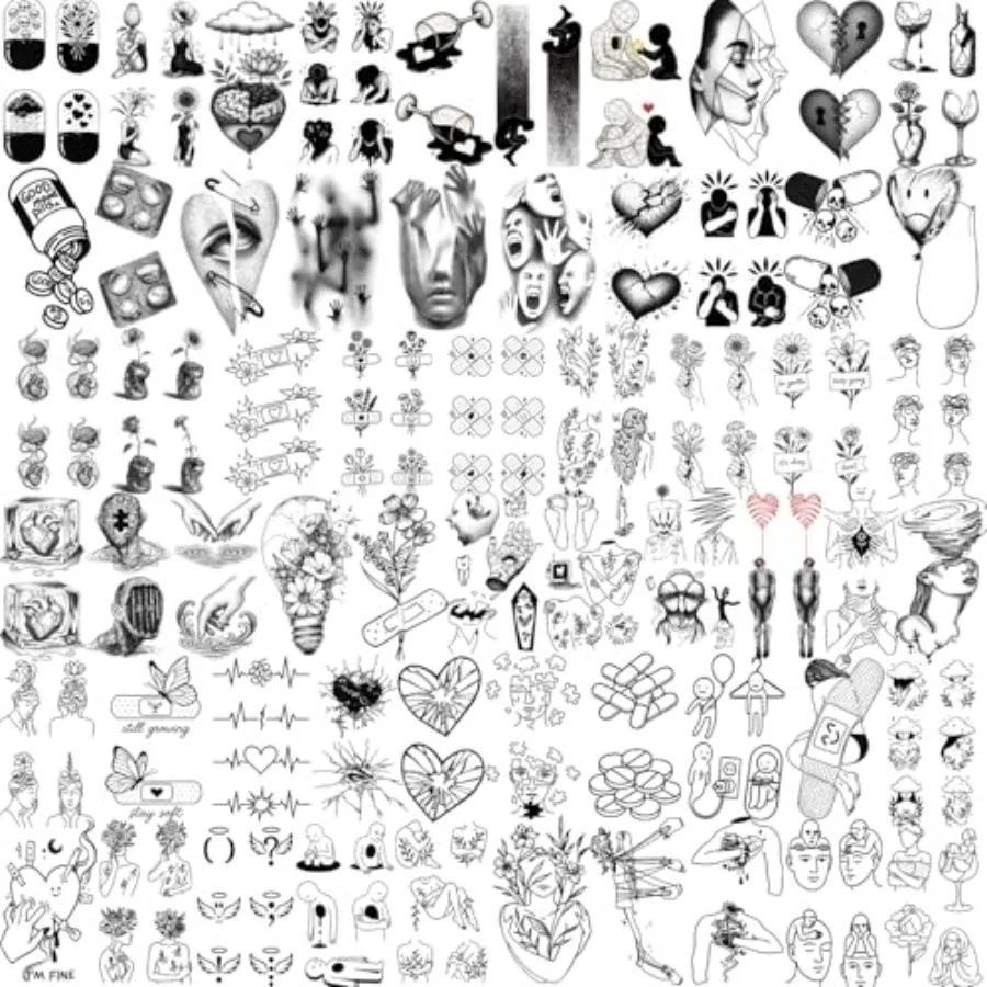 170+ Tiny Realistic Temporary Tattoos for Adult Teens, Wine Glasses Wings Band-Aids Broken Heart Butterfly Fake Tattoos Sticker
170+ Tiny Realistic Temporary Tattoos for Adult Teens, Wine Glasses Wings Band-Aids Broken Heart Butterfly Fake Tattoos Sticker