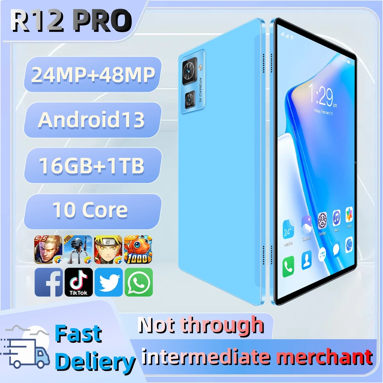 2025 New R12 PRO Smasung Tablet 16GB RAM 1TB ROM Android 13 MTK6797 Bluetooth5.0 5G Dual SIM Fast Charging Full Screen Tablet PC
2025 New R12 PRO Smasung Tablet 16GB RAM 1TB ROM Android 13 MTK6797 Bluetooth5.0 5G Dual SIM Fast Charging Full Screen Tablet PC