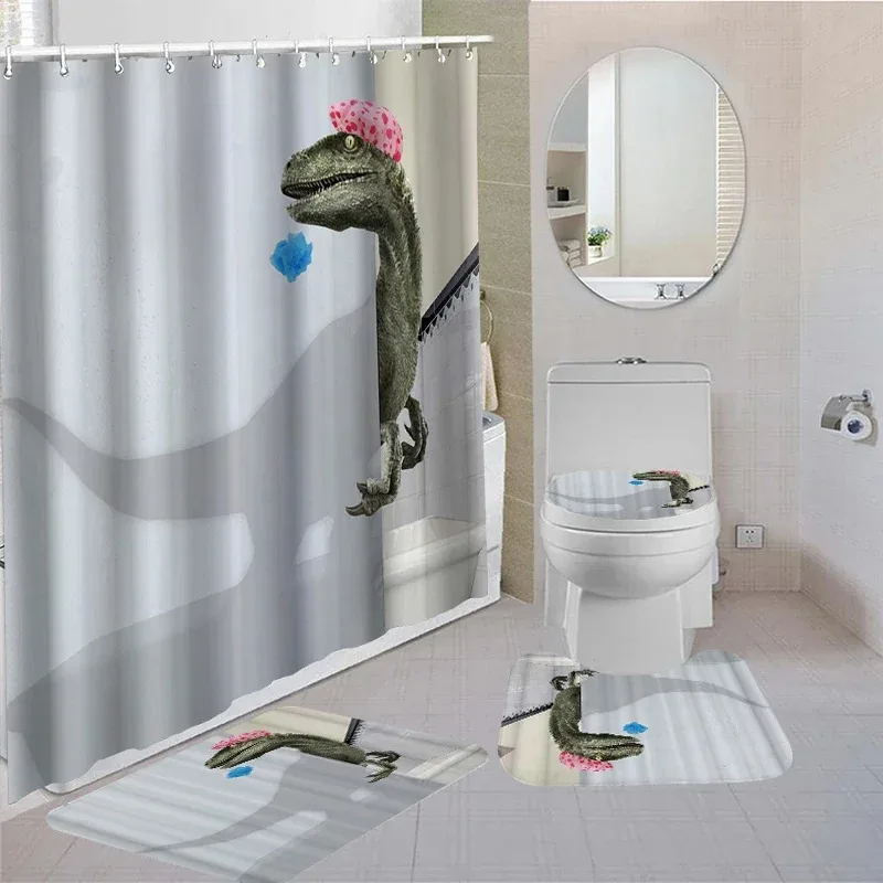 HKL22Dinosaur Bathroom Waterproof Shower Curtain Sets with Non-slip Mat Rug Durable Bath Carpet Lid Toilet Cover Door Mats B3Lh!
HKL22Dinosaur Bathroom Waterproof Shower Curtain Sets with Non-slip Mat Rug Durable Bath Carpet Lid Toilet Cover Door Mats B3Lh!