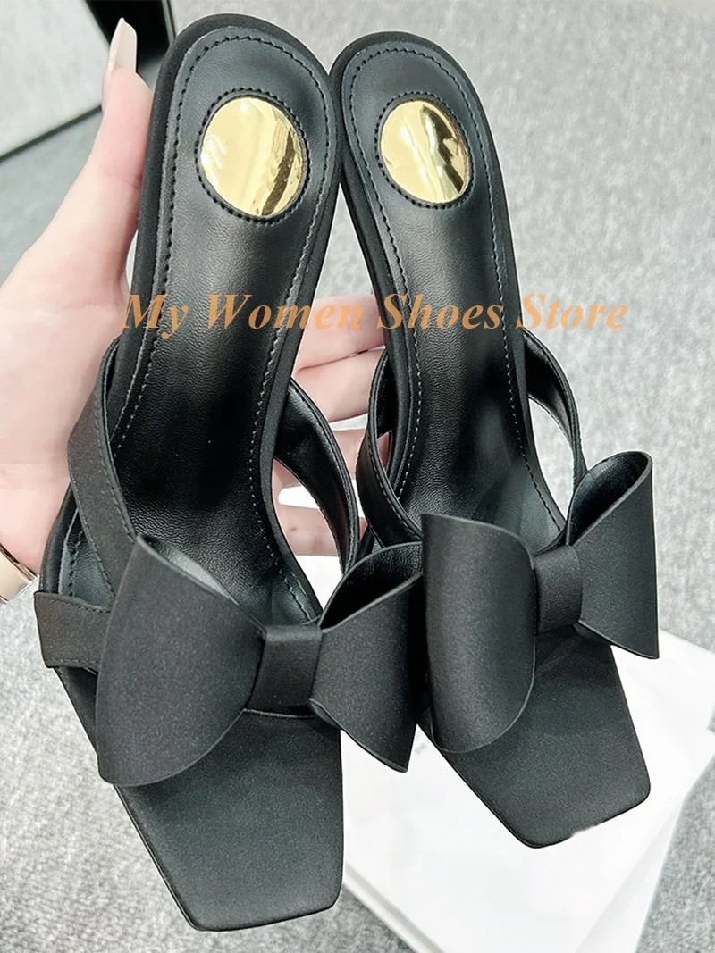 Black Satin Butterfly Knot Slippers Stiletto Thin High Heel Slip On Runway 2026 Summer Women Dress Shoes Square Toe New Arrivals
Black Satin Butterfly Knot Slippers Stiletto Thin High Heel Slip On Runway 2026 Summer Women Dress Shoes Square Toe New Arrivals