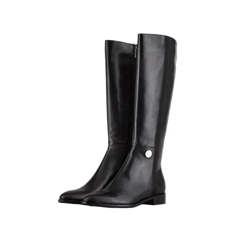 Side Zipper Thick Heel Low Heel Knee-High Boots Round Toe Leather Paneled Knight Botines Comfortable Soft Sole Large Size Botas
Side Zipper Thick Heel Low Heel Knee-High Boots Round Toe Leather Paneled Knight Botines Comfortable Soft Sole Large Size Botas