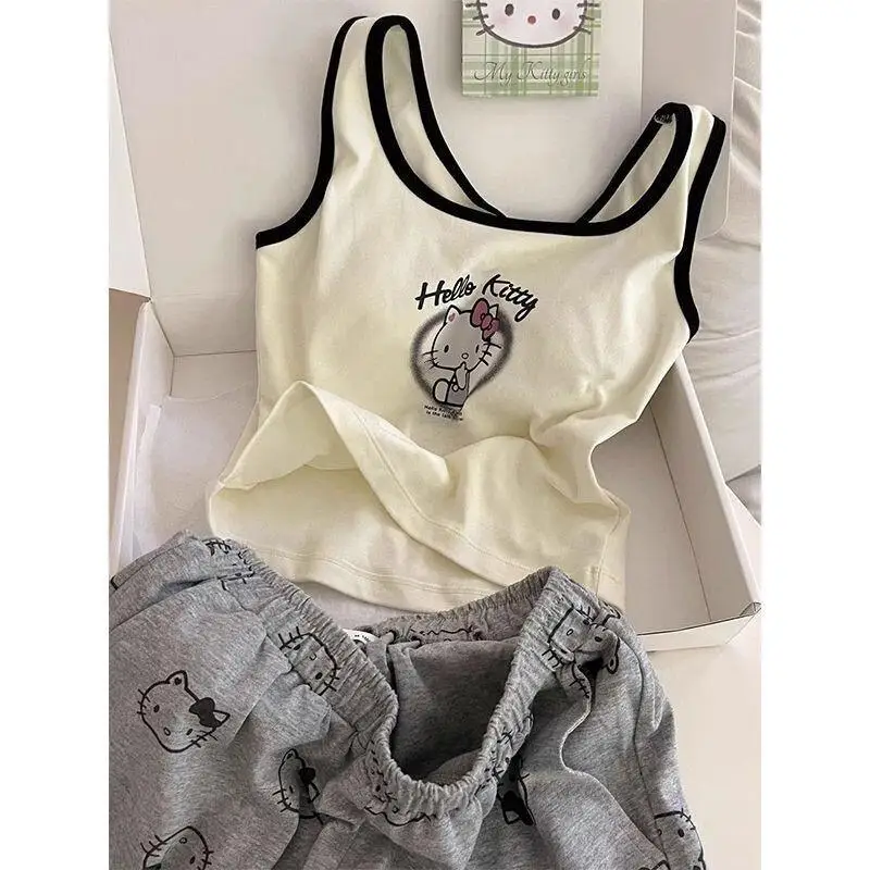 Hello Kittys Pajamas Set Camisole Shorts with Built In Bra Soft Cotton for Girls Home Outdoor Wear Summer Comfortable
Hello Kittys Pajamas Set Camisole Shorts with Built In Bra Soft Cotton for Girls Home Outdoor Wear Summer Comfortable