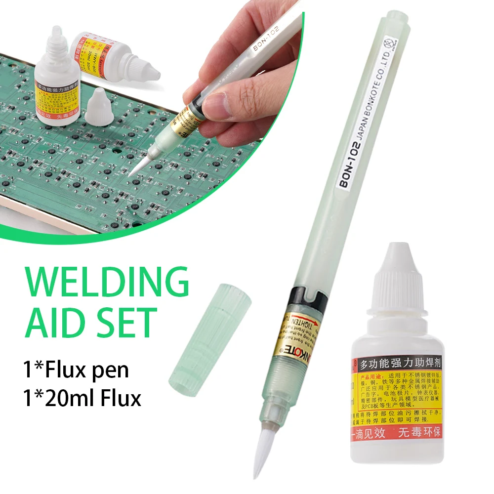 20ml strong soldering flux 1 bottle +1 reusable soldering pen, multi-functional metal stainless steel soldering flux paste
20ml strong soldering flux 1 bottle +1 reusable soldering pen, multi-functional metal stainless steel soldering flux paste