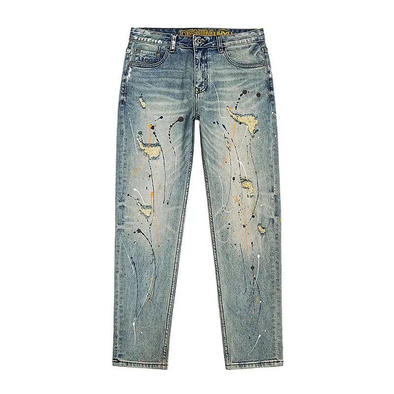 JXNS161 Slim straight jeans men's retro do old washed splash ink American style hole spring new small leg trousers
JXNS161 Slim straight jeans men's retro do old washed splash ink American style hole spring new small leg trousers