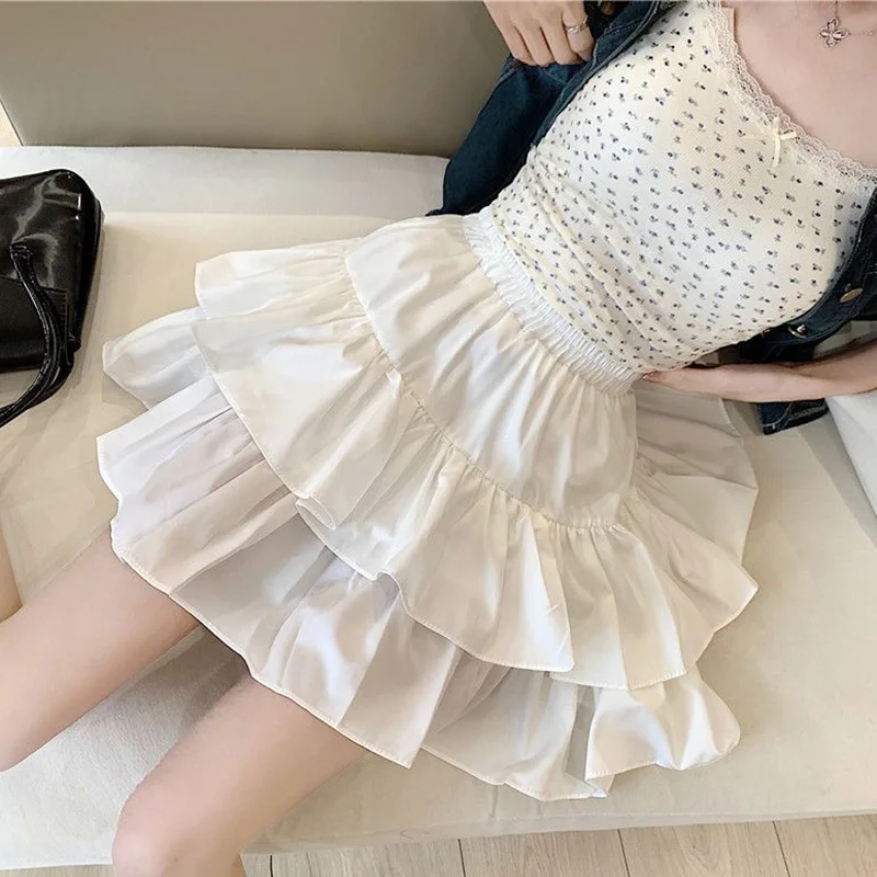 Summer Lady Ins Fashion White Cake Skirts Girls Slim Fit Thin Short Dress Female Chic Korean High Waist Ruched Skirts
Summer Lady Ins Fashion White Cake Skirts Girls Slim Fit Thin Short Dress Female Chic Korean High Waist Ruched Skirts