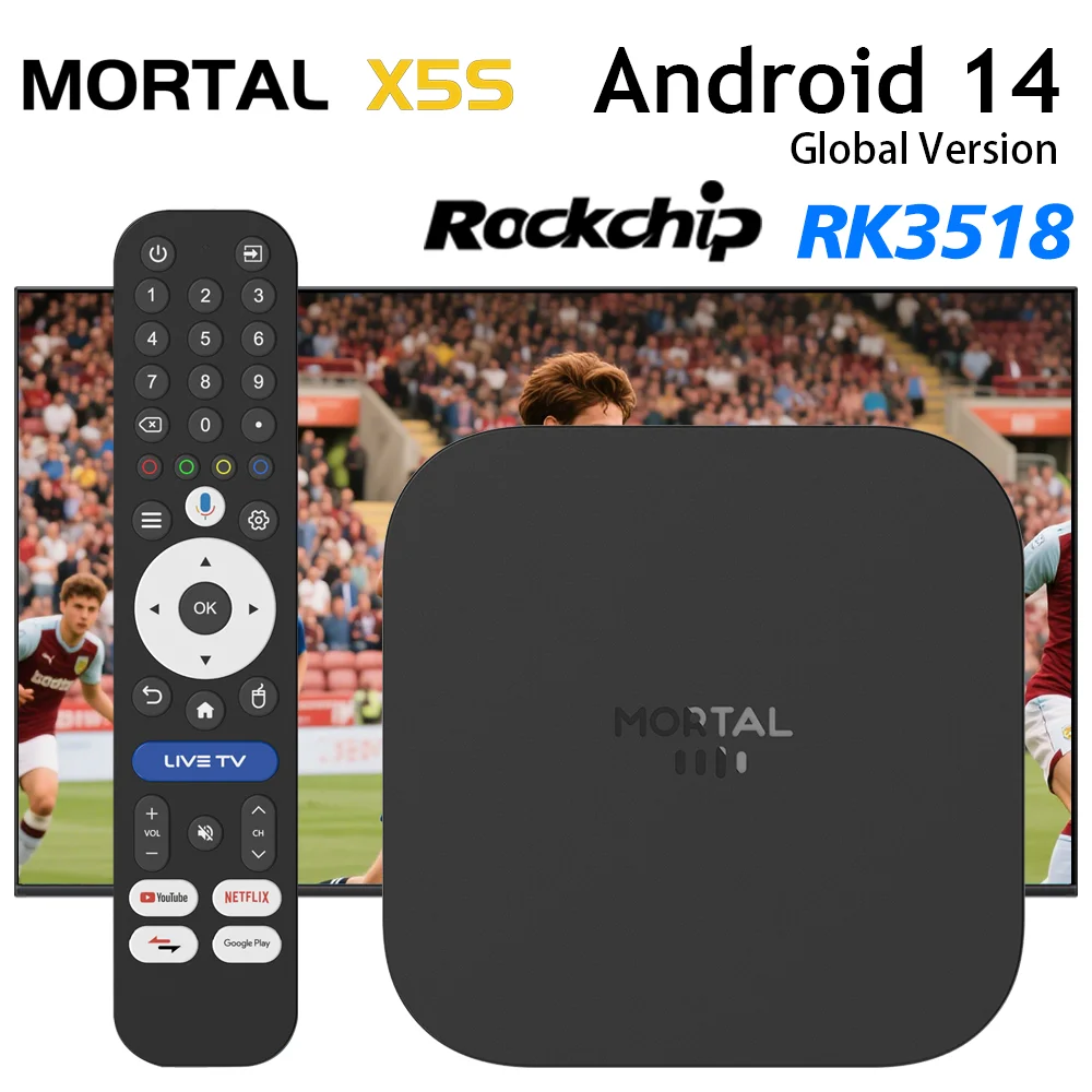 Mortal X5S Smart TV Box Android14 Rockchip RK3518 2.4G&5.8G Dual Wifi Wifi6 4K HD Androidtv Media Player 2G16G Set Top Box
Mortal X5S Smart TV Box Android14 Rockchip RK3518 2.4G&5.8G Dual Wifi Wifi6 4K HD Androidtv Media Player 2G16G Set Top Box