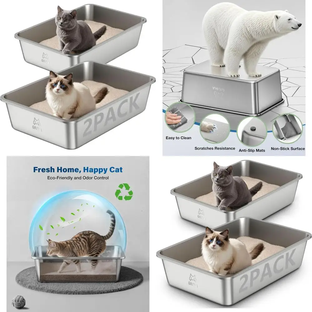 Double Stainless Steel Litter Box, 23.4 L x 15.6 W x 5.9 H, High-Sided for Large Cats, Non-Stick, Easy Clean, Odorless
Double Stainless Steel Litter Box, 23.4 L x 15.6 W x 5.9 H, High-Sided for Large Cats, Non-Stick, Easy Clean, Odorless