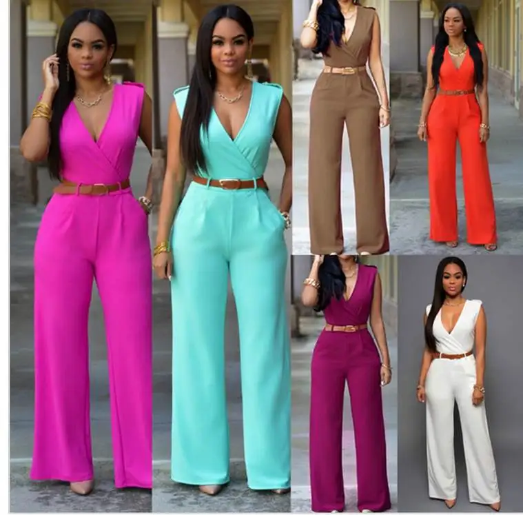 Summer Women's Jumpsuit Wide Leg Pants V-Neck One-Piece Suit with Belt Casual Fashionable Ladies' All-In-One Clothing
Summer Women's Jumpsuit Wide Leg Pants V-Neck One-Piece Suit with Belt Casual Fashionable Ladies' All-In-One Clothing