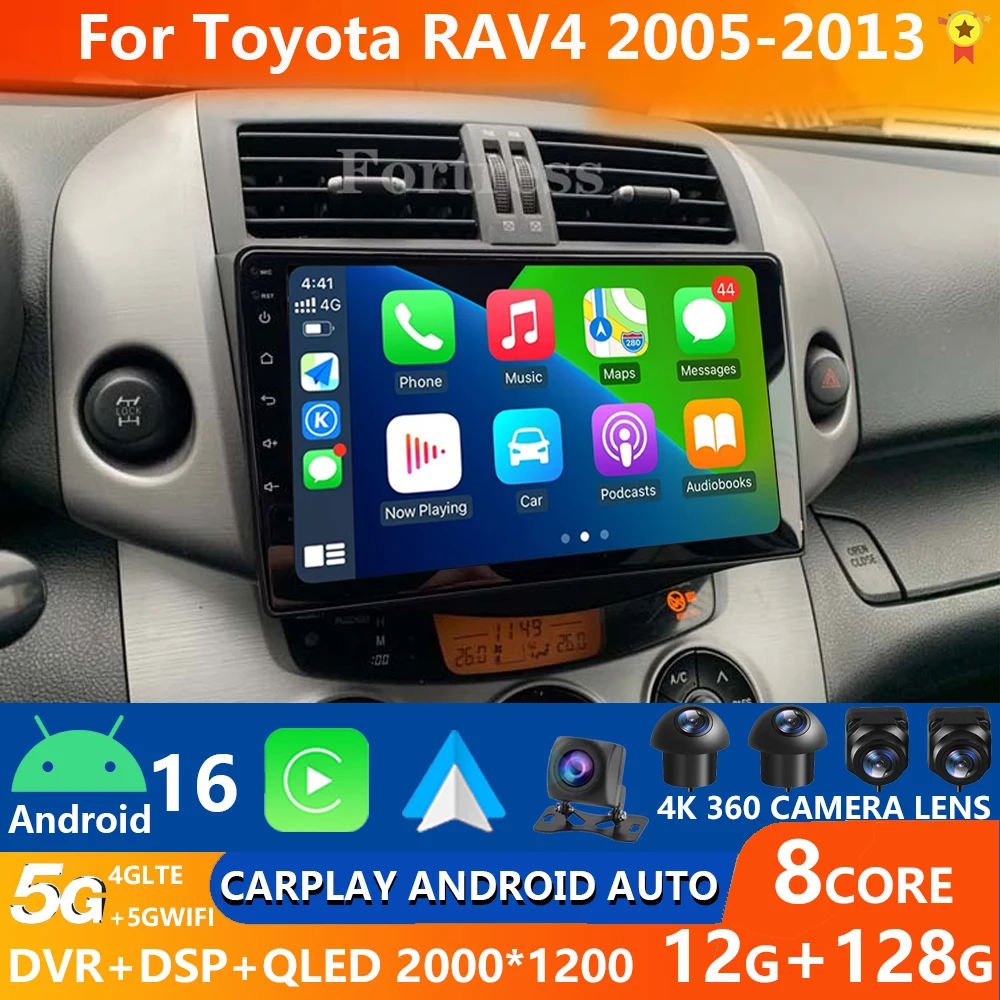 Android 16 Carplay Car Radio Multimedia For Toyota RAV4 Rav 4 2005 - 2013 navigation video DVD Autoradio Stereo 2din 4G+BT GPS
Android 16 Carplay Car Radio Multimedia For Toyota RAV4 Rav 4 2005 - 2013 navigation video DVD Autoradio Stereo 2din 4G+BT GPS