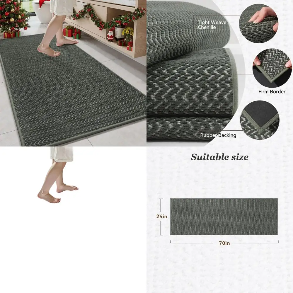 Впитывающий коврик для ванной из синели, с нескользящей резиновой основой, темно-зеленый, 24x70
Впитывающий коврик для ванной из синели, с нескользящей резиновой основой, темно-зеленый, 24x70