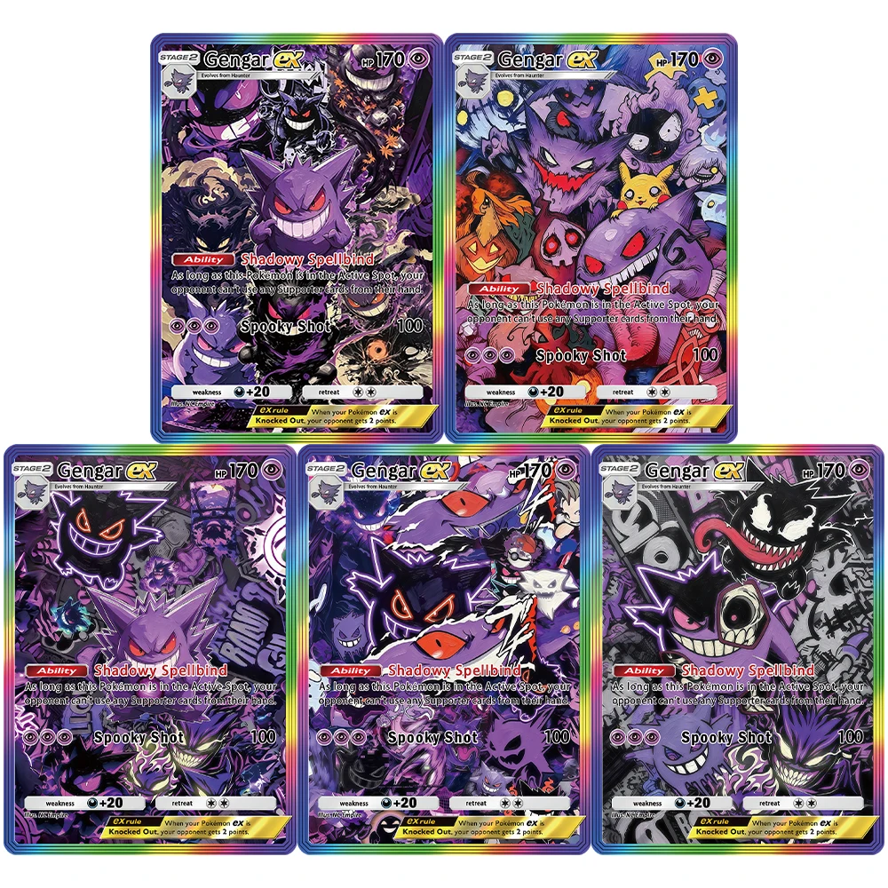 Коллекционные карты PKM/PTCG: Набор из 5 карт Gengar ex (Покемон), DIY-карты с индивидуальным дизайном, коллекционные аниме-карты для игр с фольгированным тиснением и текстурой
Коллекционные карты PKM/PTCG: Набор из 5 карт Gengar ex (Покемон), DIY-карты с индивидуальным дизайном, коллекционные аниме-карты для игр с фольгированным тиснением и текстурой