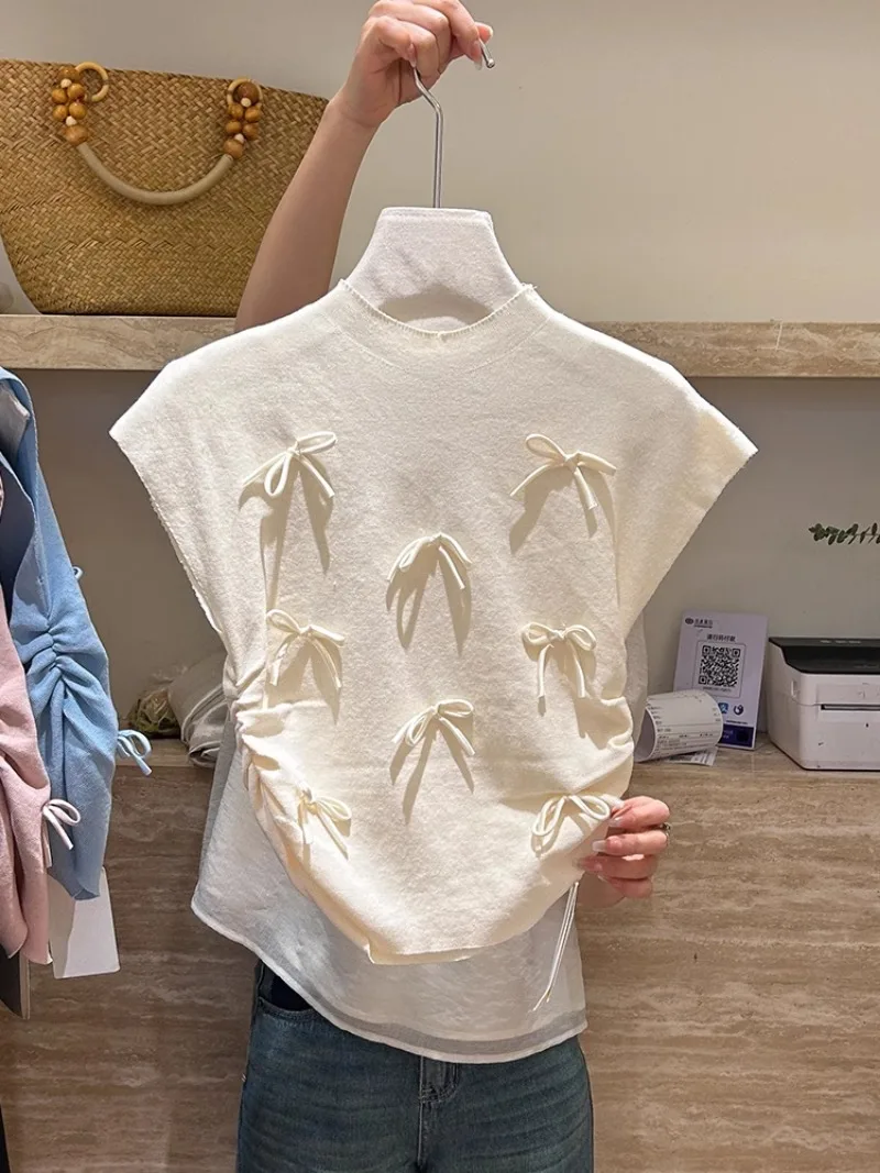 Korean Fashion New Spring/Summer Sweet Bow T-shirt Women's Tank Top with Stylish Design and Sleeveless Top Female Clothing
Korean Fashion New Spring/Summer Sweet Bow T-shirt Women's Tank Top with Stylish Design and Sleeveless Top Female Clothing