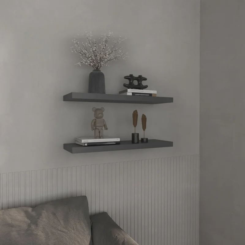 Matt Gray Floating Shelves 1.5" H, 2-Pack
Matt Gray Floating Shelves 1.5" H, 2-Pack