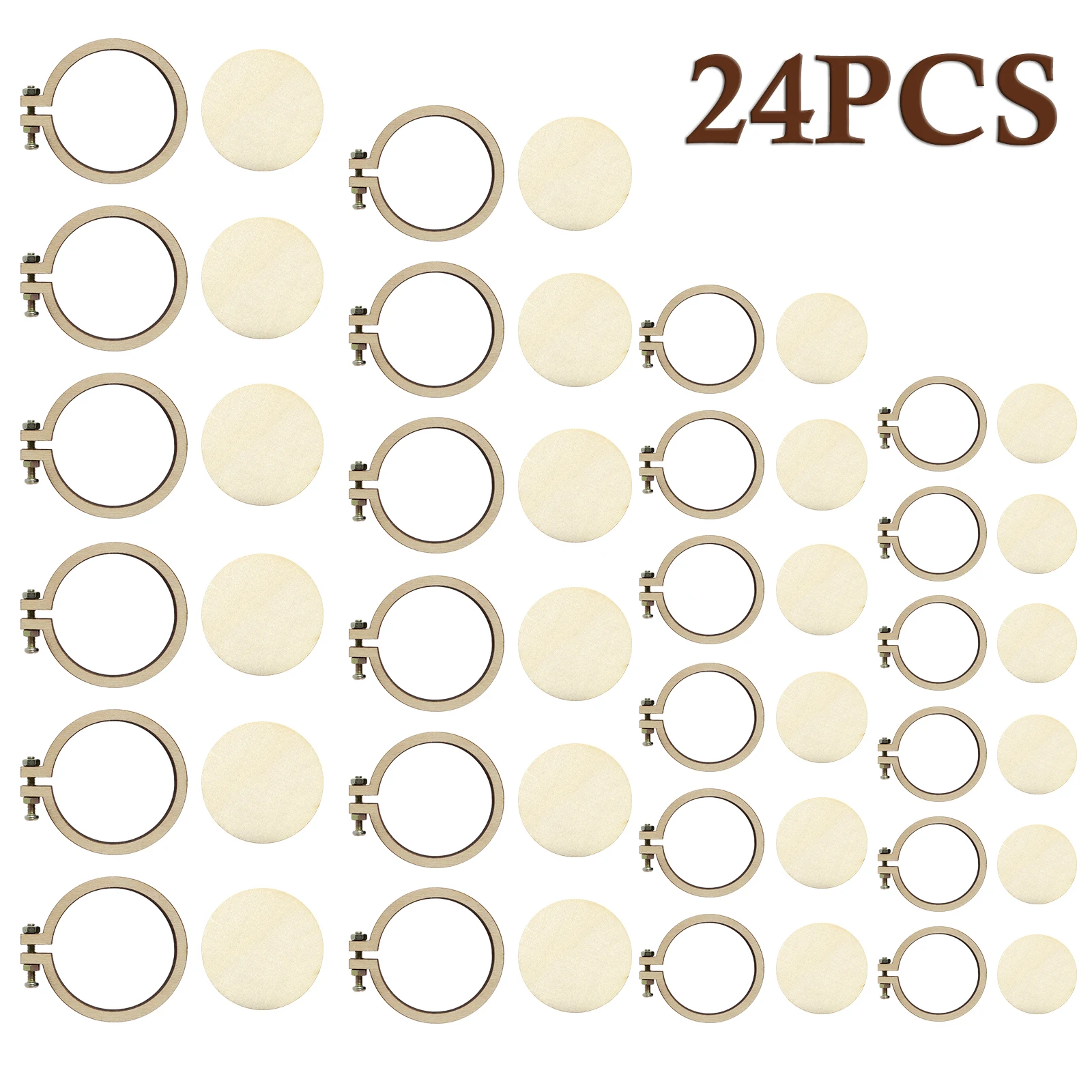 24Pcs Mini Embroidery Hoop 4 Sizes Wooden Hoop Cross Stitch Frame DIY Hand Earring Pendant Crafts Embroidery Circle Sewing Kit
24Pcs Mini Embroidery Hoop 4 Sizes Wooden Hoop Cross Stitch Frame DIY Hand Earring Pendant Crafts Embroidery Circle Sewing Kit