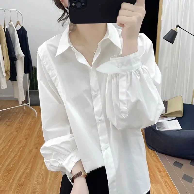 Женская весенняя новинка: модная блузка с рукавами-фонариками, однотонная, в корейском стиле, свободного кроя, омолаживающая, с длинными рукавами, кардиган-рубашка
Женская весенняя новинка: модная блузка с рукавами-фонариками, однотонная, в корейском стиле, свободного кроя, омолаживающая, с длинными рукавами, кардиган-рубашка