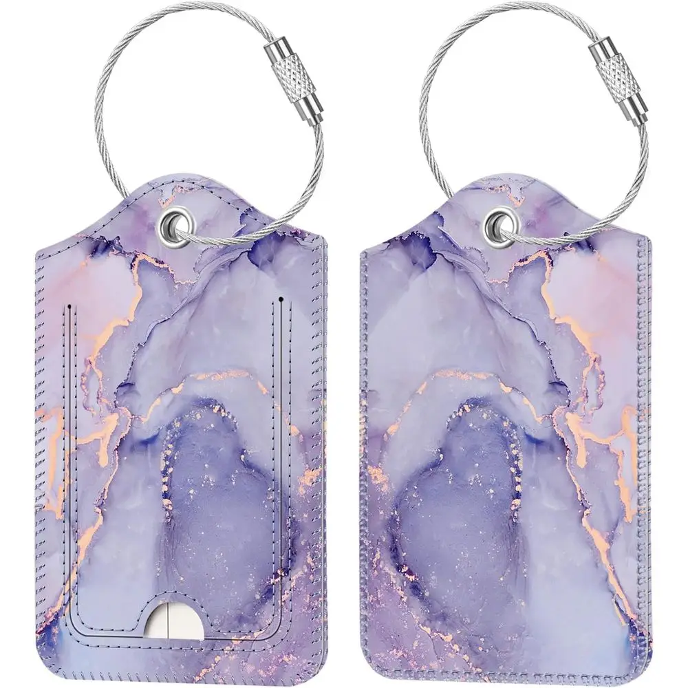 Luggage Tag Set with Metal Loop and ID Label, Purple Marble Design (2 Pieces)
Luggage Tag Set with Metal Loop and ID Label, Purple Marble Design (2 Pieces)