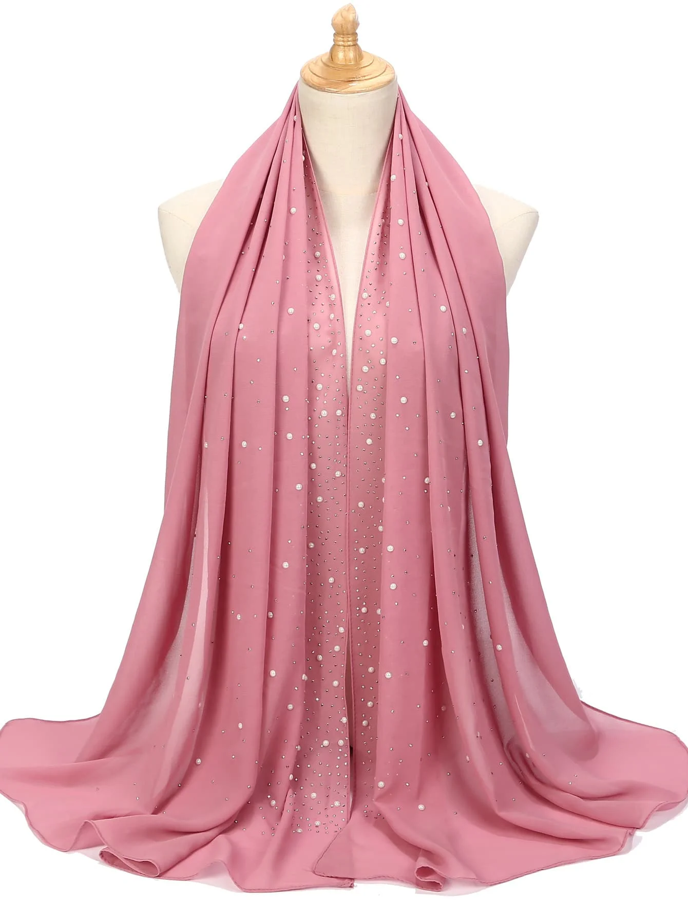 1pc Rhinestone & Pearl Chiffon Modest Hijab, Rectangular Breathable Elegant Daily Wear Muslim Headscarf For Abaya
1pc Rhinestone & Pearl Chiffon Modest Hijab, Rectangular Breathable Elegant Daily Wear Muslim Headscarf For Abaya