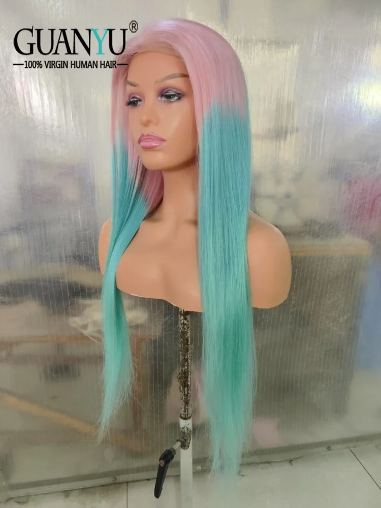 Ombre Pink-Blue-Light Green Human Hair 13x6 HD Lace Front Wig Straight 13x4 Transparent Lace Frontal Wigs For Women
Ombre Pink-Blue-Light Green Human Hair 13x6 HD Lace Front Wig Straight 13x4 Transparent Lace Frontal Wigs For Women