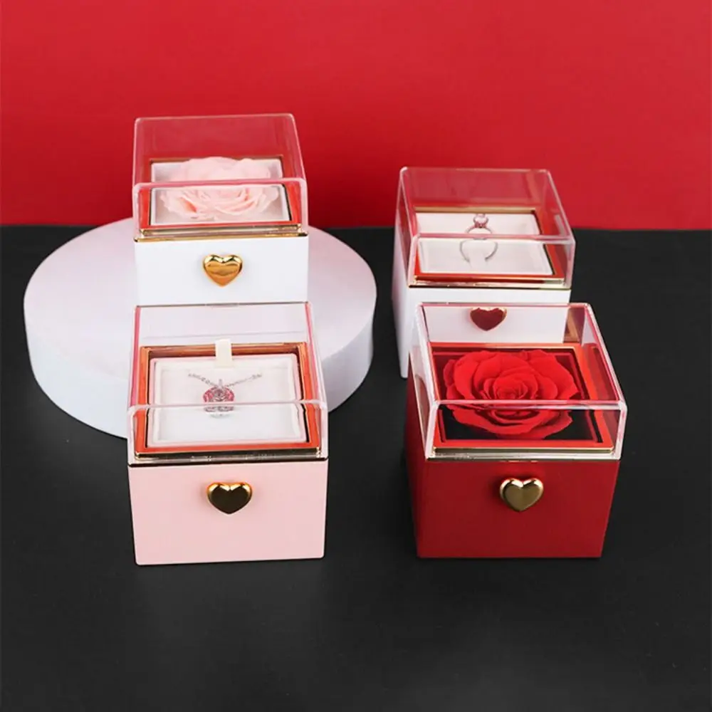 Rotation Rose Jewelry Gift Box Ring Display Necklace Storage Proposal Ring Boxes Dustproof Luxury Jewelry Display Rack Wedding
Rotation Rose Jewelry Gift Box Ring Display Necklace Storage Proposal Ring Boxes Dustproof Luxury Jewelry Display Rack Wedding