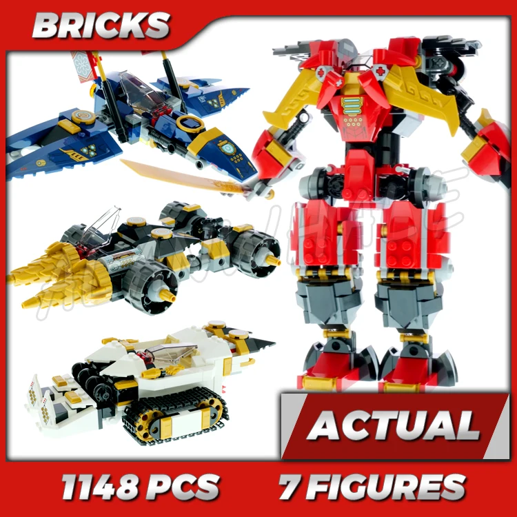 1148pcs Shinobi 4in1 Ultra Combo Mech Car Tank Jet Fighting Machine Wu Bot 82207 Building Kits toys Compatible With Bricks
1148pcs Shinobi 4in1 Ultra Combo Mech Car Tank Jet Fighting Machine Wu Bot 82207 Building Kits toys Compatible With Bricks
