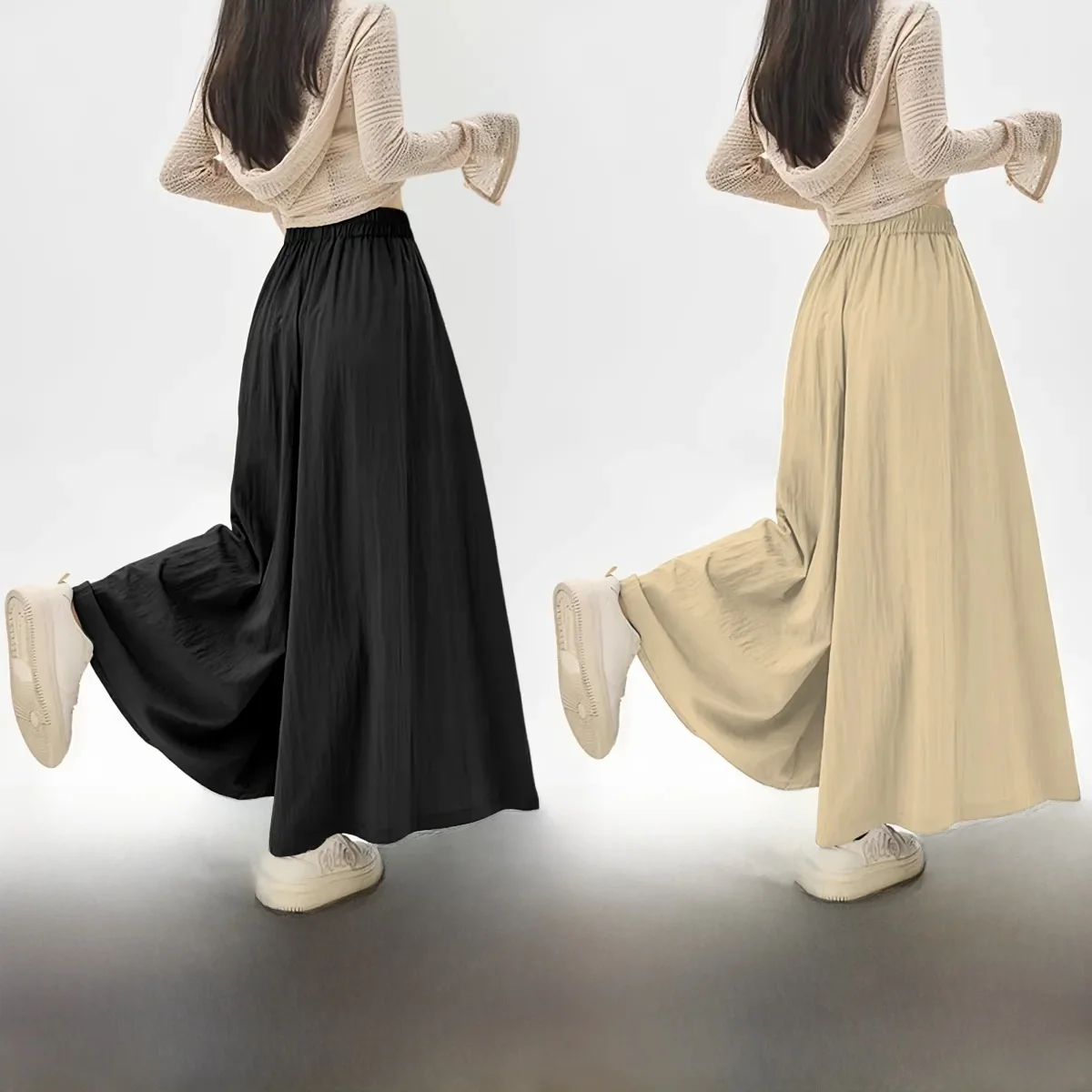 High Waist Wide Leg Pants Women's Casual Loose Elastic Waist Skirt Two-Piece Set Spring Summer Loose Comfortable Trousers
High Waist Wide Leg Pants Women's Casual Loose Elastic Waist Skirt Two-Piece Set Spring Summer Loose Comfortable Trousers