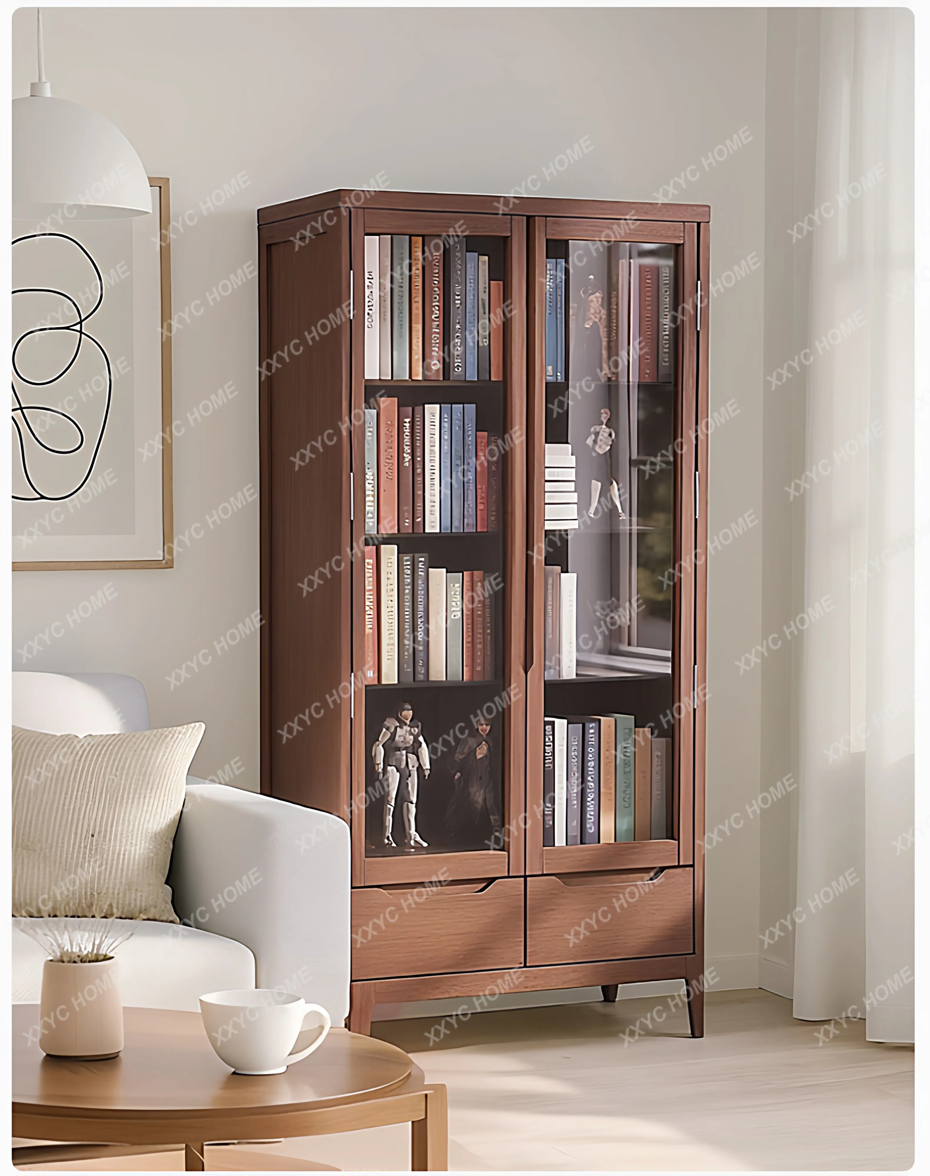 Display cabinet with glass door Household study against the wall 2 doors Floor-to-ceiling oak bookcase
Display cabinet with glass door Household study against the wall 2 doors Floor-to-ceiling oak bookcase