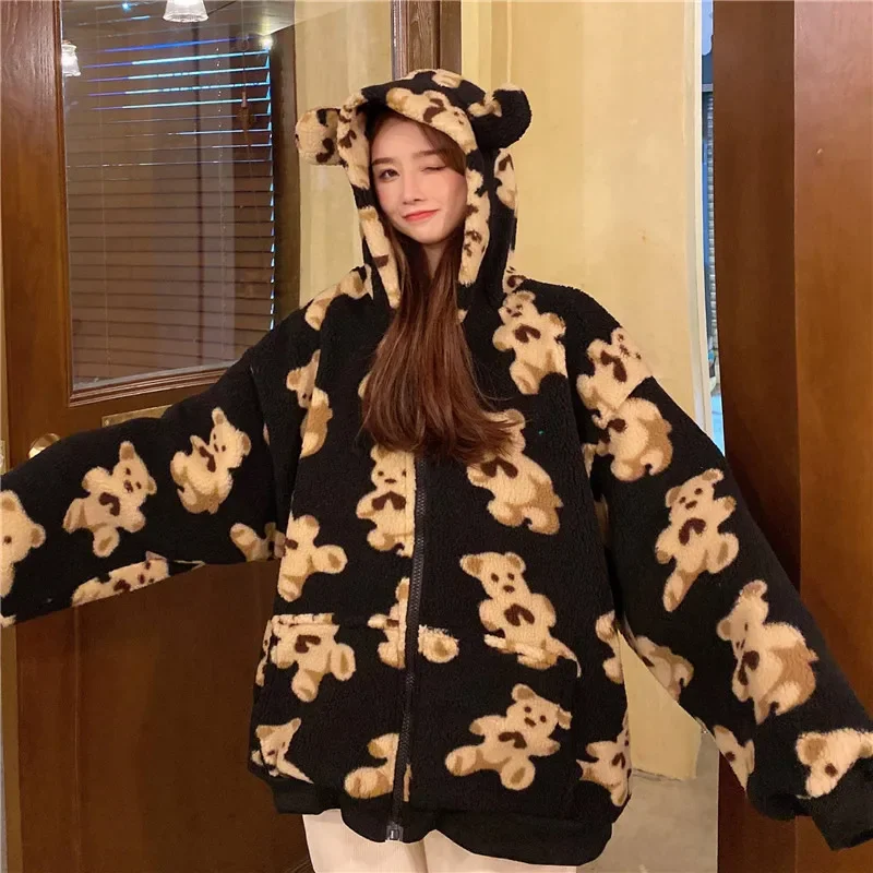 2024 Winter Women Oversized Hoodies Zip-up Teddy Coat Harajuku Casual Loose Kawaii Bear Ears Hooded Sweatshirt Cartoon Outwear
2024 Winter Women Oversized Hoodies Zip-up Teddy Coat Harajuku Casual Loose Kawaii Bear Ears Hooded Sweatshirt Cartoon Outwear
