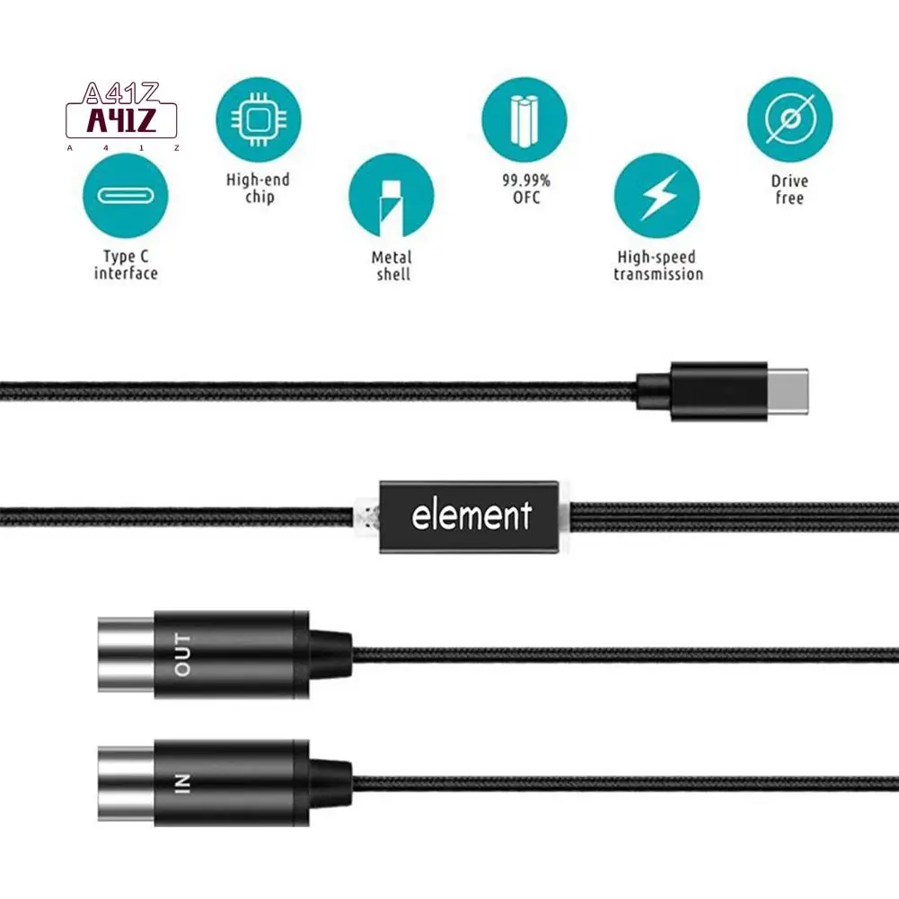 A41Z-MIDI To USB C Type C Cable USB MIDI Converter With Indicator Light For Electronic Organ Computer
A41Z-MIDI To USB C Type C Cable USB MIDI Converter With Indicator Light For Electronic Organ Computer