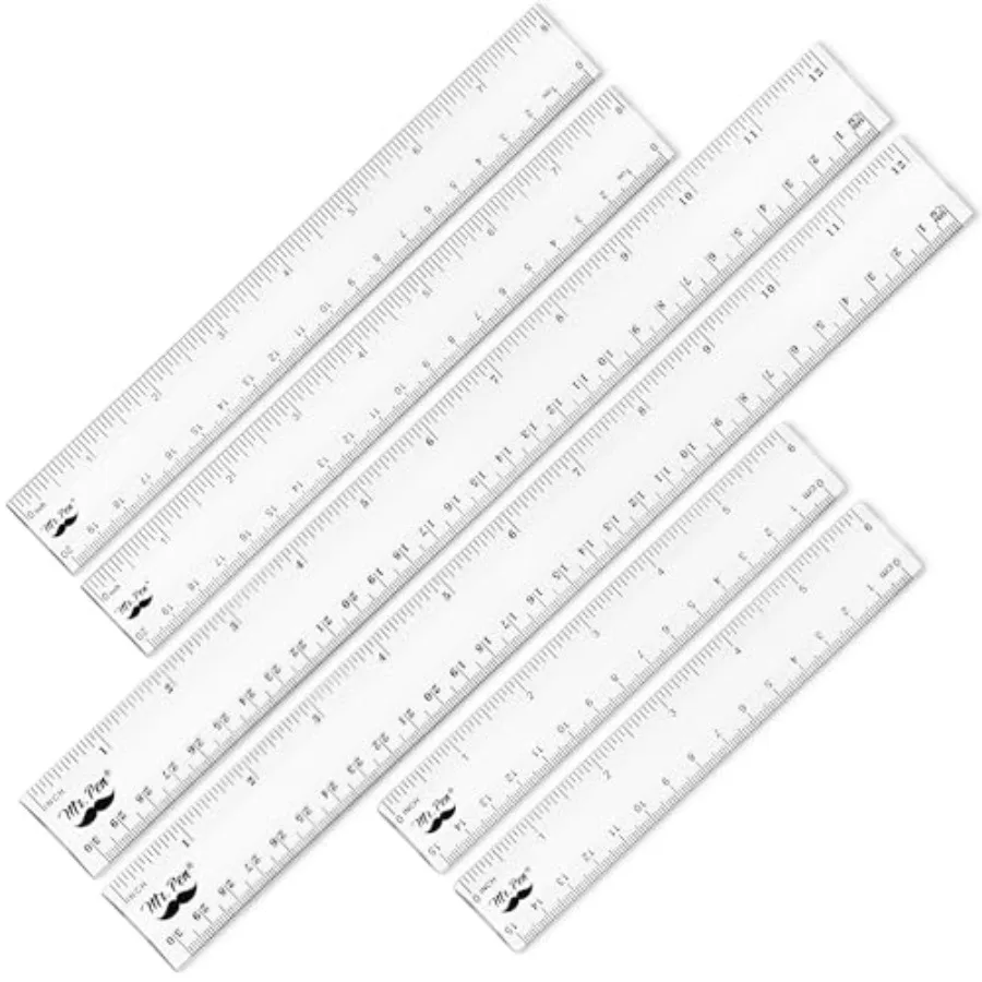 Clear plastic ruler set for office and classroom use: 6-pack transparent rulers in 6, 8, and 12 sizes with dual metric and impe
Clear plastic ruler set for office and classroom use: 6-pack transparent rulers in 6, 8, and 12 sizes with dual metric and impe