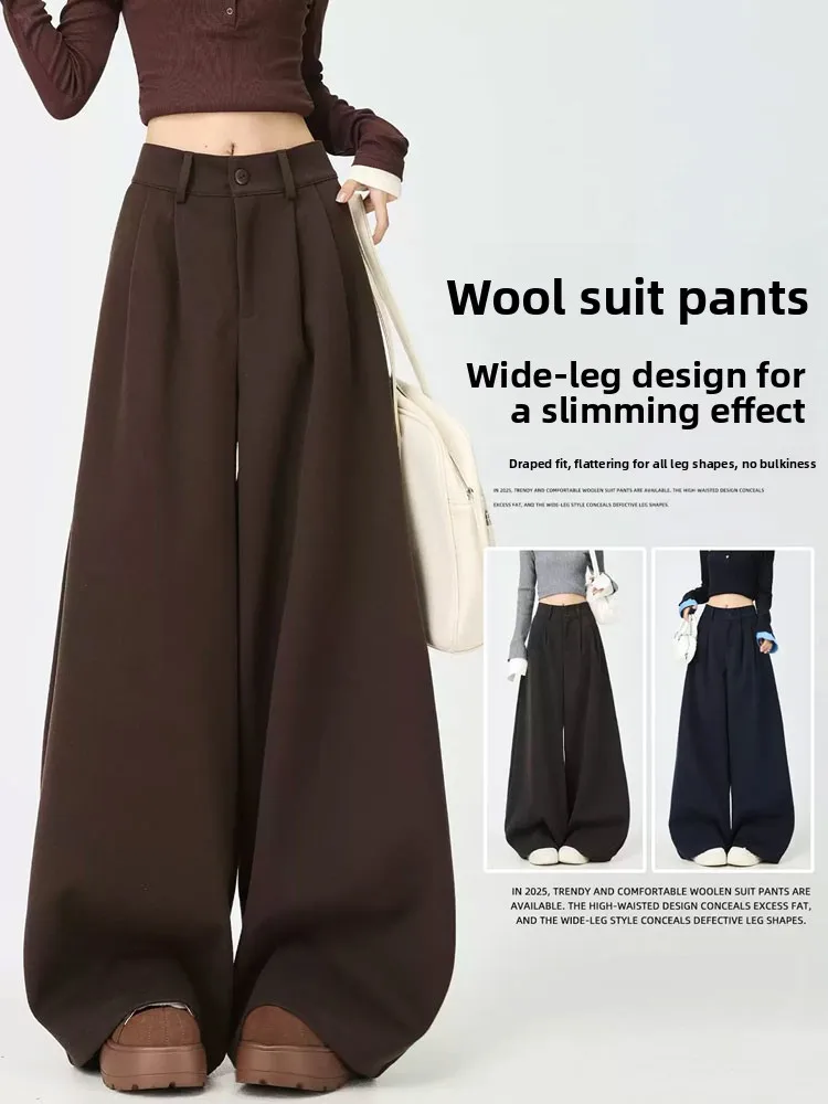 Caramel Thickened Woolen Wide Leg Suit Pants Women's Autumn Winter High Waist Loose Lazy Style Drapey Slimming Casual Straigh...
Caramel Thickened Woolen Wide Leg Suit Pants Women's Autumn Winter High Waist Loose Lazy Style Drapey Slimming Casual Straigh...