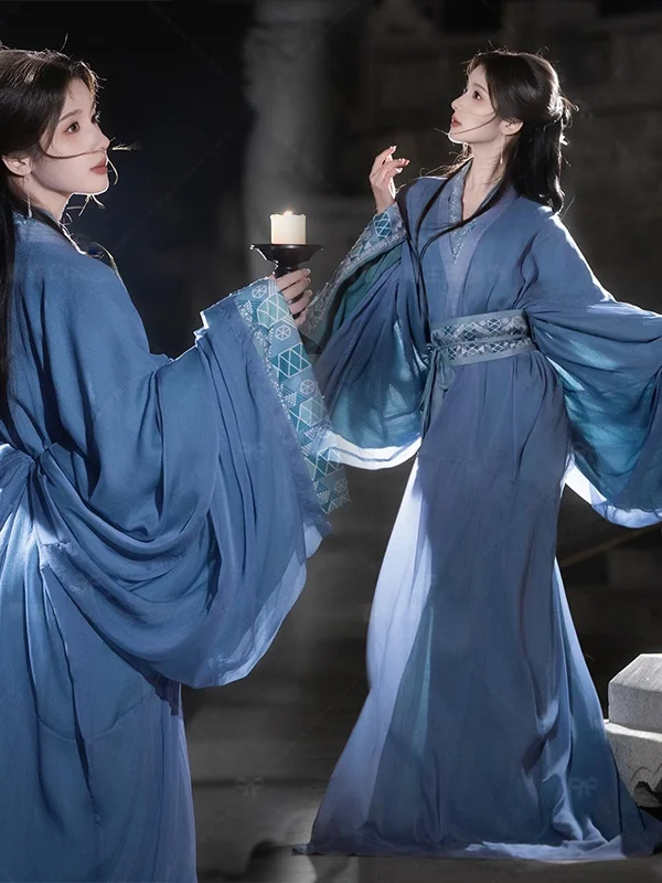 Blue Hanfu Ancient Chinese Costume Women's Large Sleeve Collar Crossed Neck Photography Studio Traditional Stage Fashion Dress
Blue Hanfu Ancient Chinese Costume Women's Large Sleeve Collar Crossed Neck Photography Studio Traditional Stage Fashion Dress