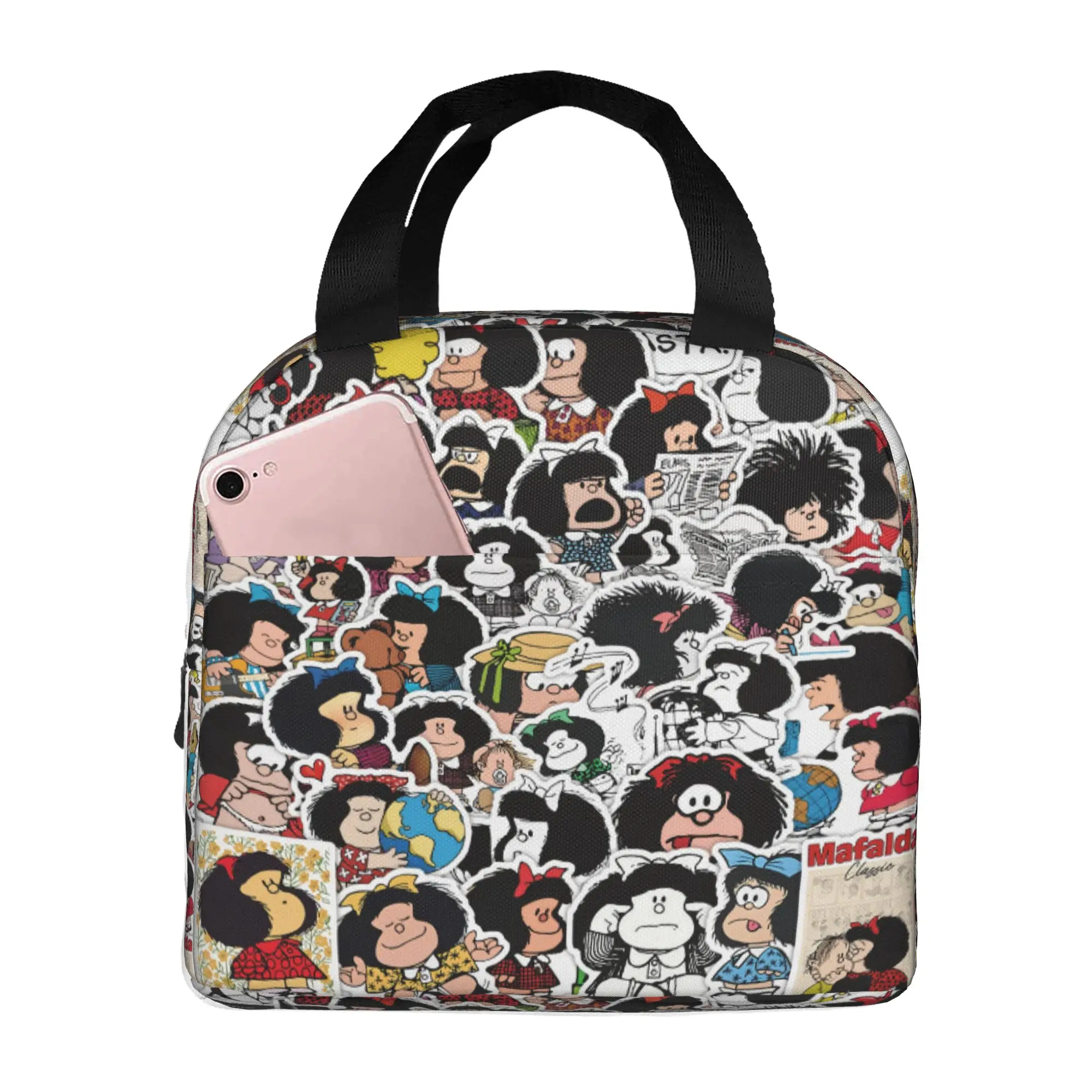 Custom Mafaldas Collage Quino Portable Lunch Boxes for Women Waterproof Thermal Cooler Food Insulated Lunch Bag School Student
Custom Mafaldas Collage Quino Portable Lunch Boxes for Women Waterproof Thermal Cooler Food Insulated Lunch Bag School Student