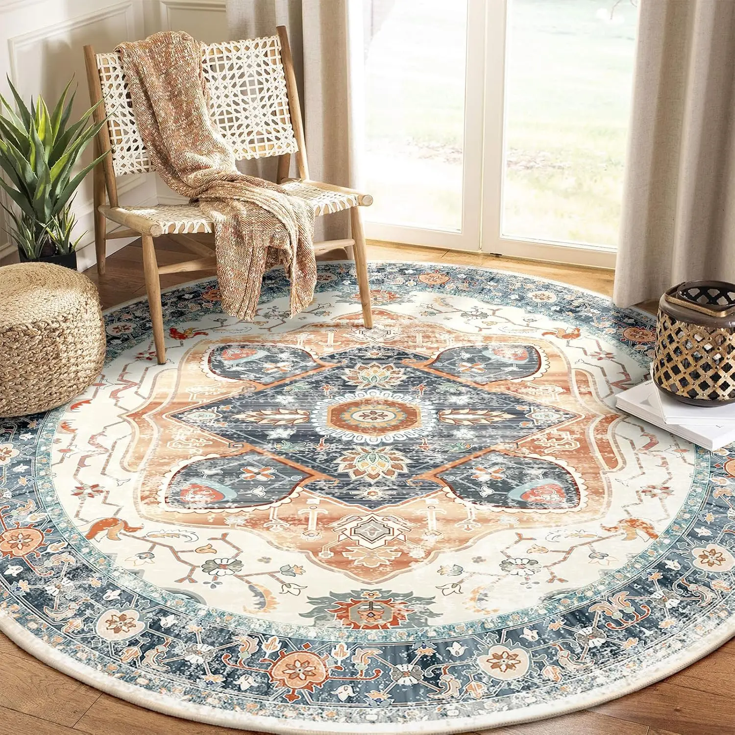 VIKAMA Modern Luxury Floral Imitation Cashmere Wash Back Round Carpet Living Room Bedroom Dining Room Soft Rug Home Decoration
VIKAMA Modern Luxury Floral Imitation Cashmere Wash Back Round Carpet Living Room Bedroom Dining Room Soft Rug Home Decoration