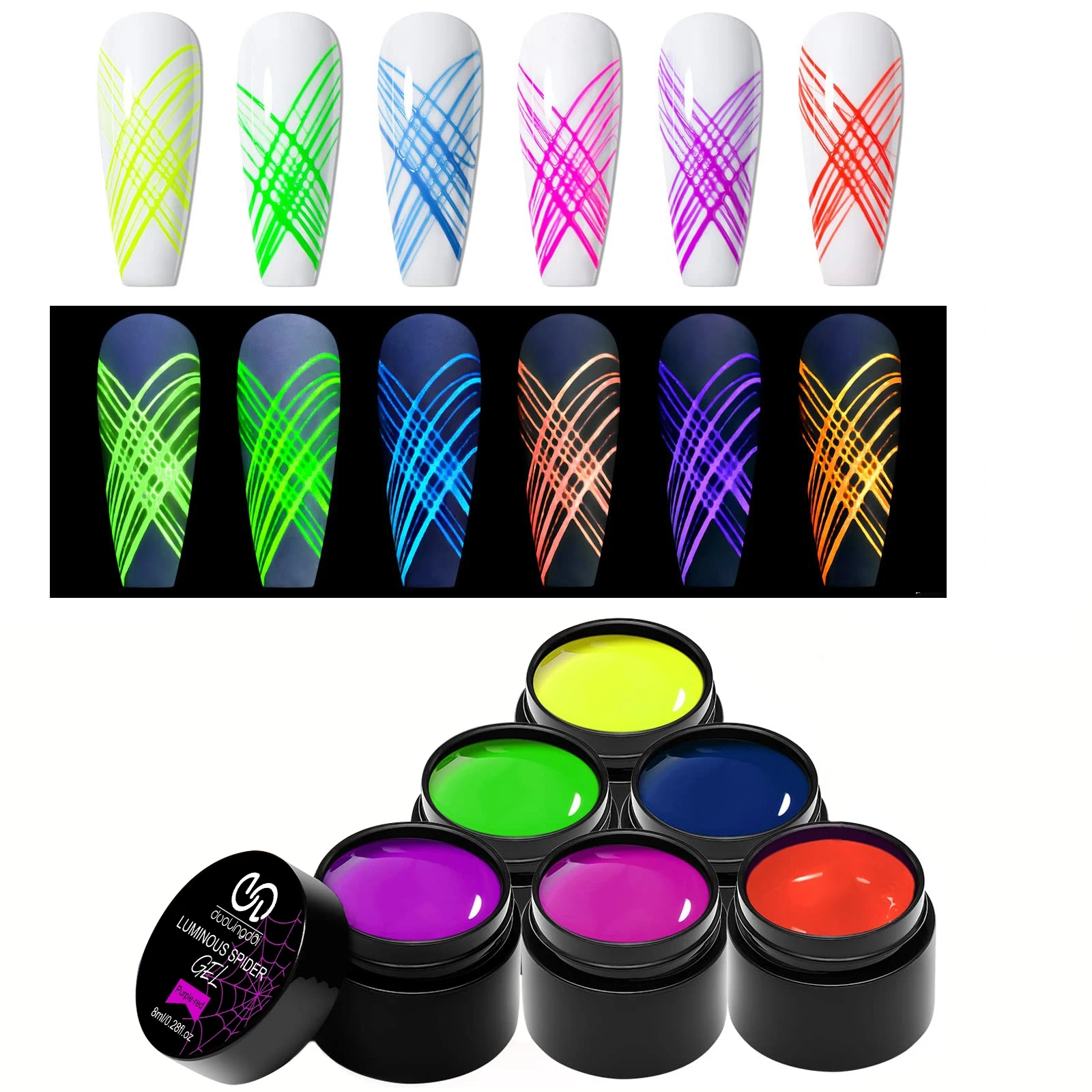 DOULINGDAI Luminous Spider Gel - 6 Colors, Glow In The Dark, Soak Off UV LED Nail Gel, DIY Nail Art Manicure with Brushes
DOULINGDAI Luminous Spider Gel - 6 Colors, Glow In The Dark, Soak Off UV LED Nail Gel, DIY Nail Art Manicure with Brushes