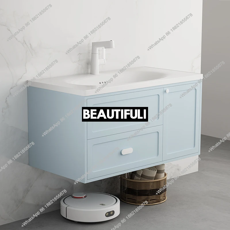Haze blue 50cm integrated ceramic basin touch light washstand hanging bathroom cabinet combination
Haze blue 50cm integrated ceramic basin touch light washstand hanging bathroom cabinet combination