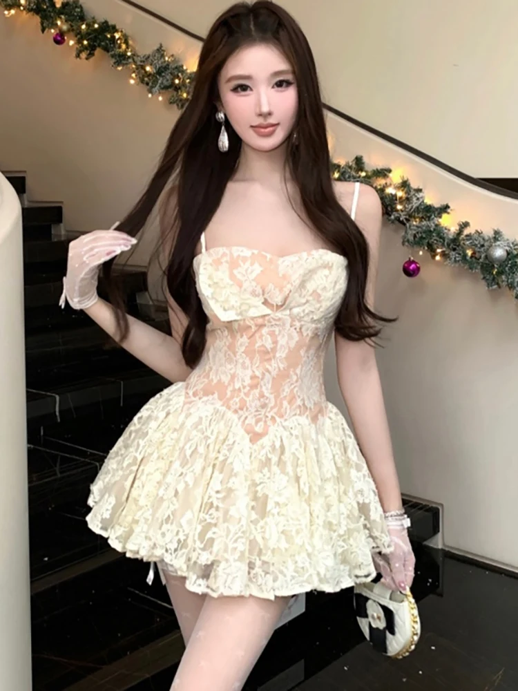 Women Fashion Lace Jacquard Ruffled A-Line Short Dress Spring Summer Elegant Sling Sexy Mini Dress 2026 Korean Bodycon Vestidos
Women Fashion Lace Jacquard Ruffled A-Line Short Dress Spring Summer Elegant Sling Sexy Mini Dress 2026 Korean Bodycon Vestidos